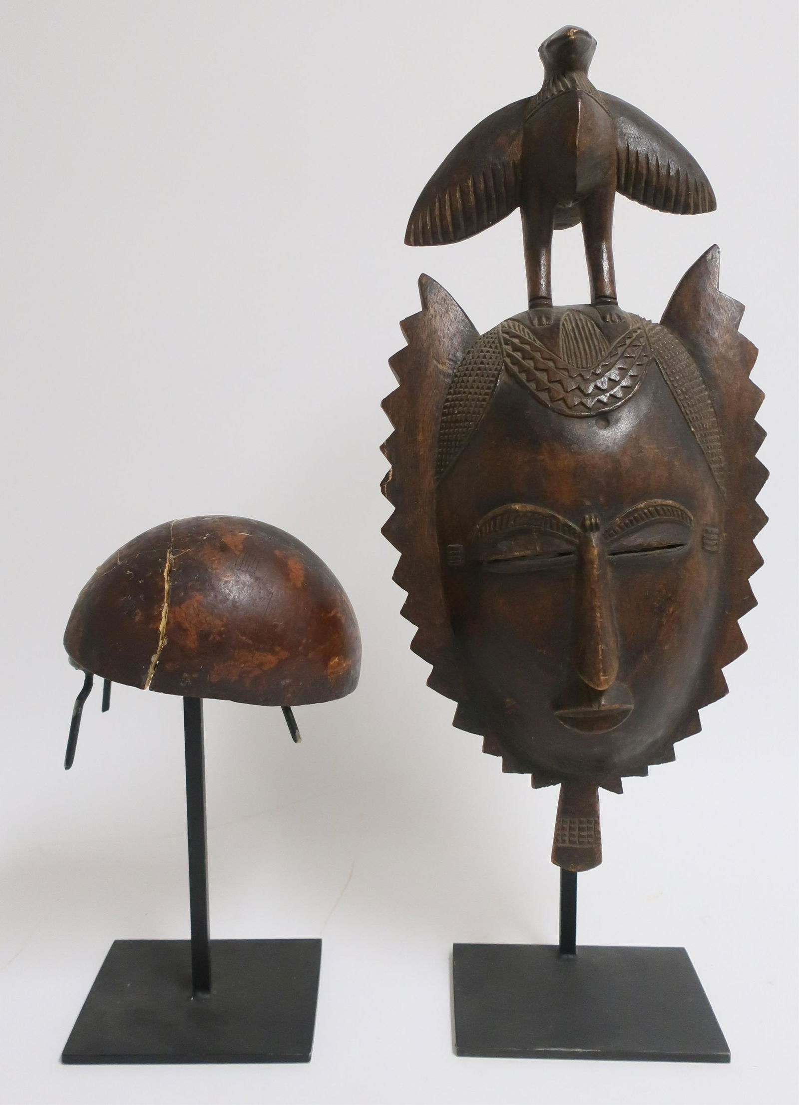 African Carved Wood Mask and Headdress (1 of 5)