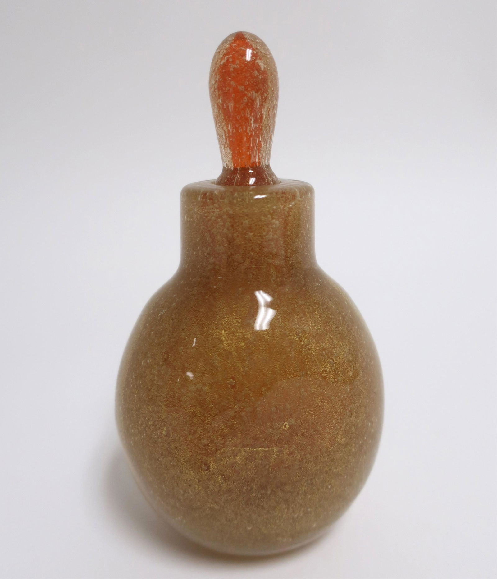 Venini Amber Side Glass Stopper and Bottle (1 of 6)