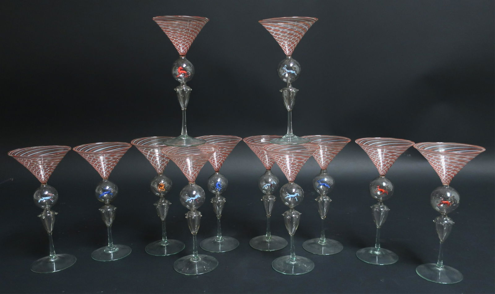 Set of 12 Murano Martini Glasses (1 of 7)