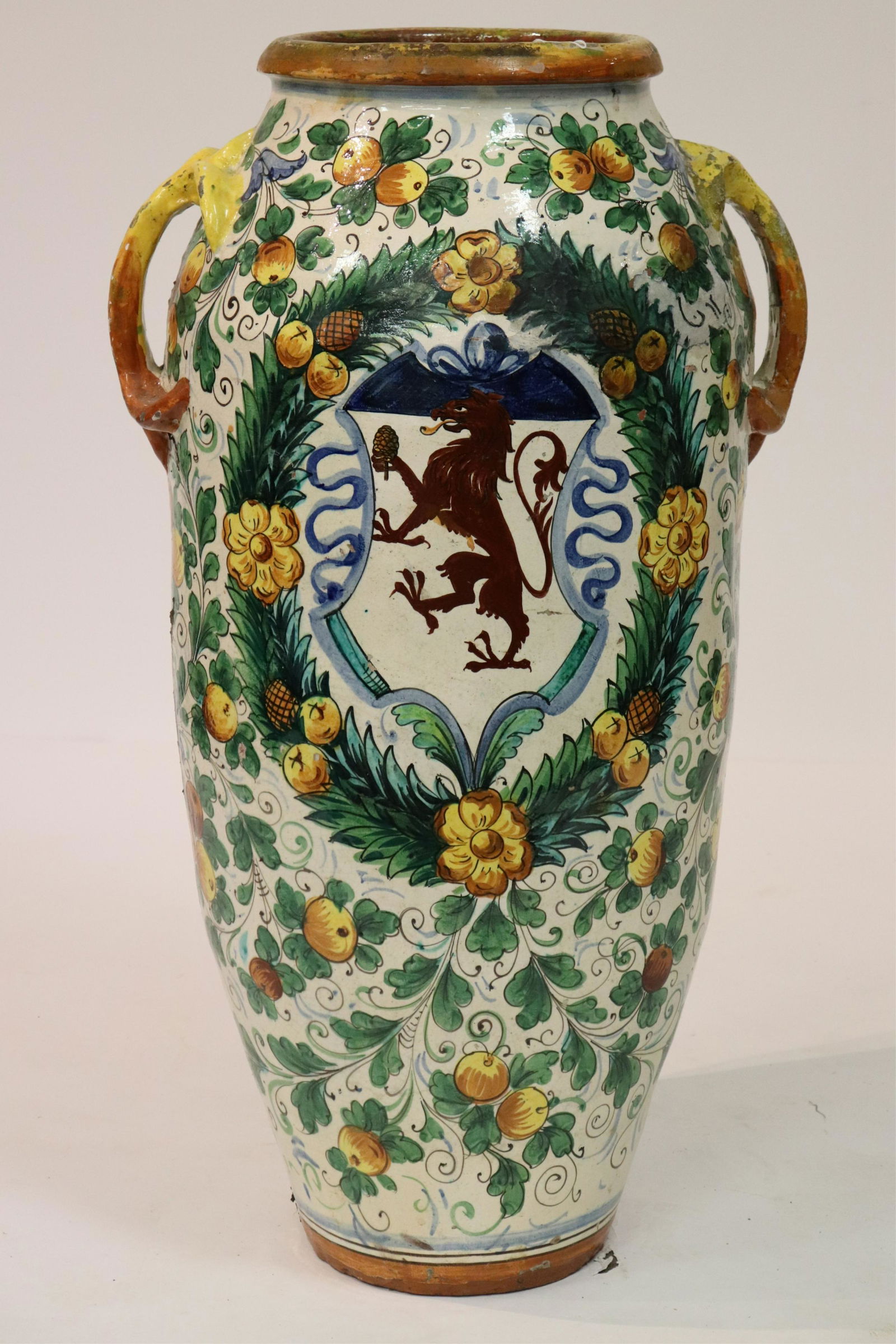 Large Italian Ceramic Coat of Arms Garden Vase (1 of 5)