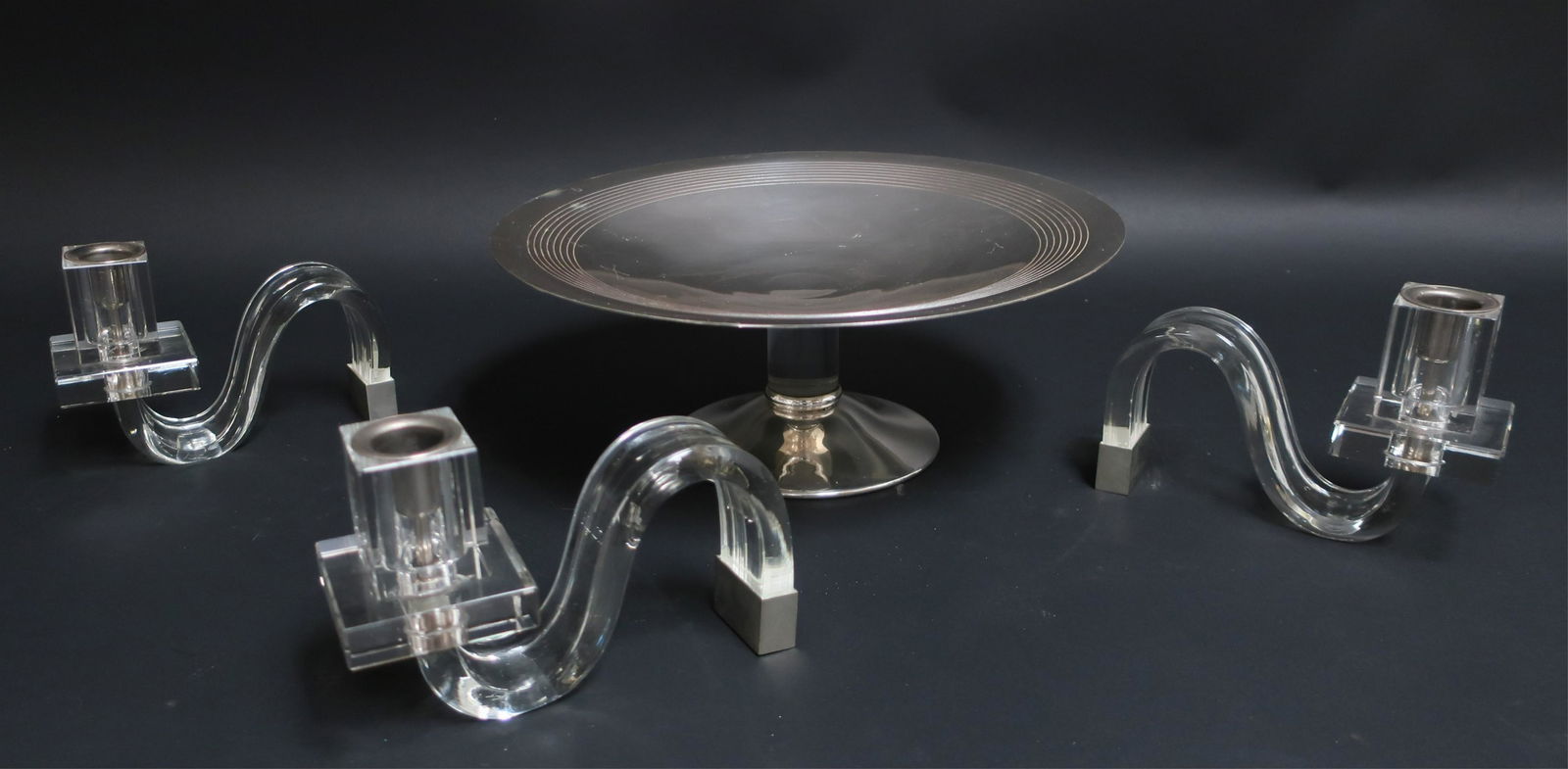 Art Deco Silver & Glass Compote & Candlesticks (1 of 5)