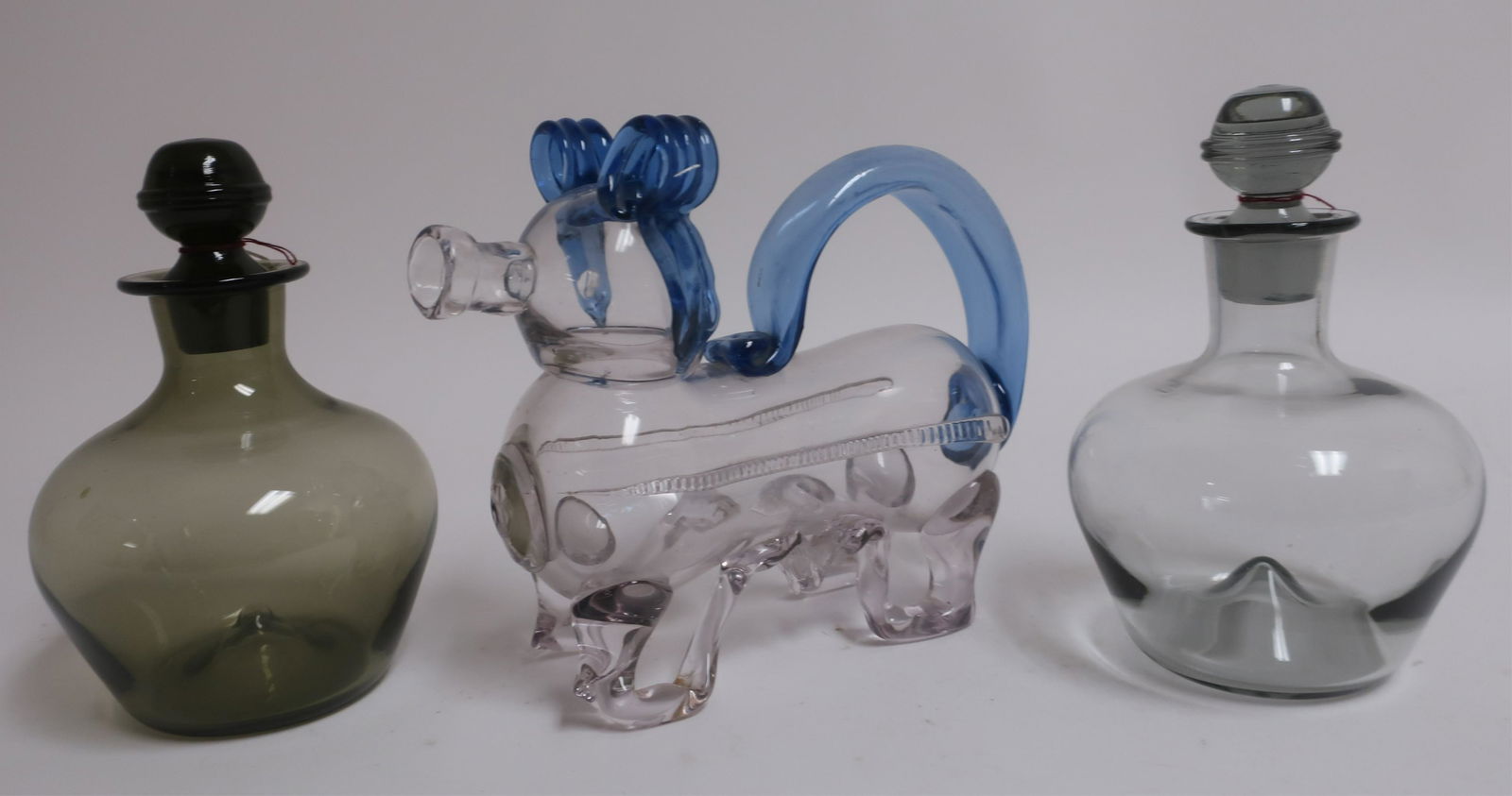 3 Bohemian Colored Glass Decanters (1 of 4)