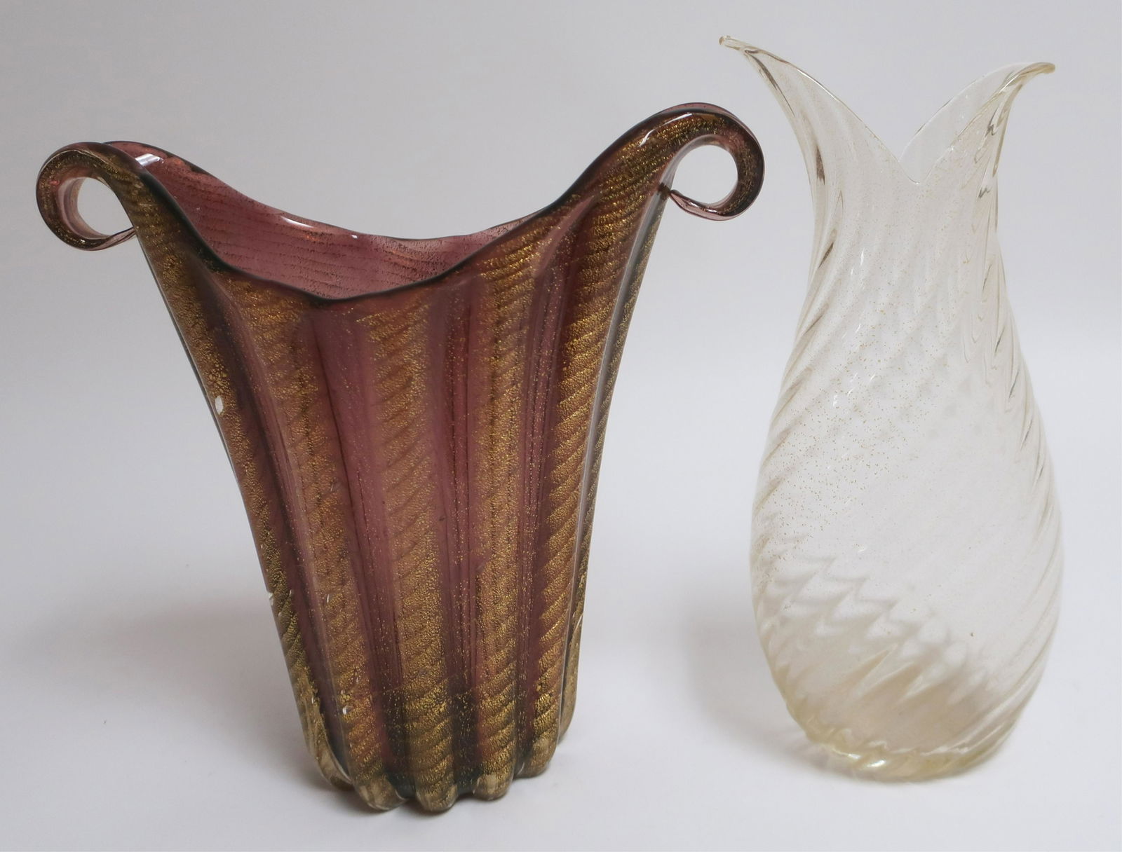 2 Italian Gilt, Colored & Clear Glass Vases (1 of 7)