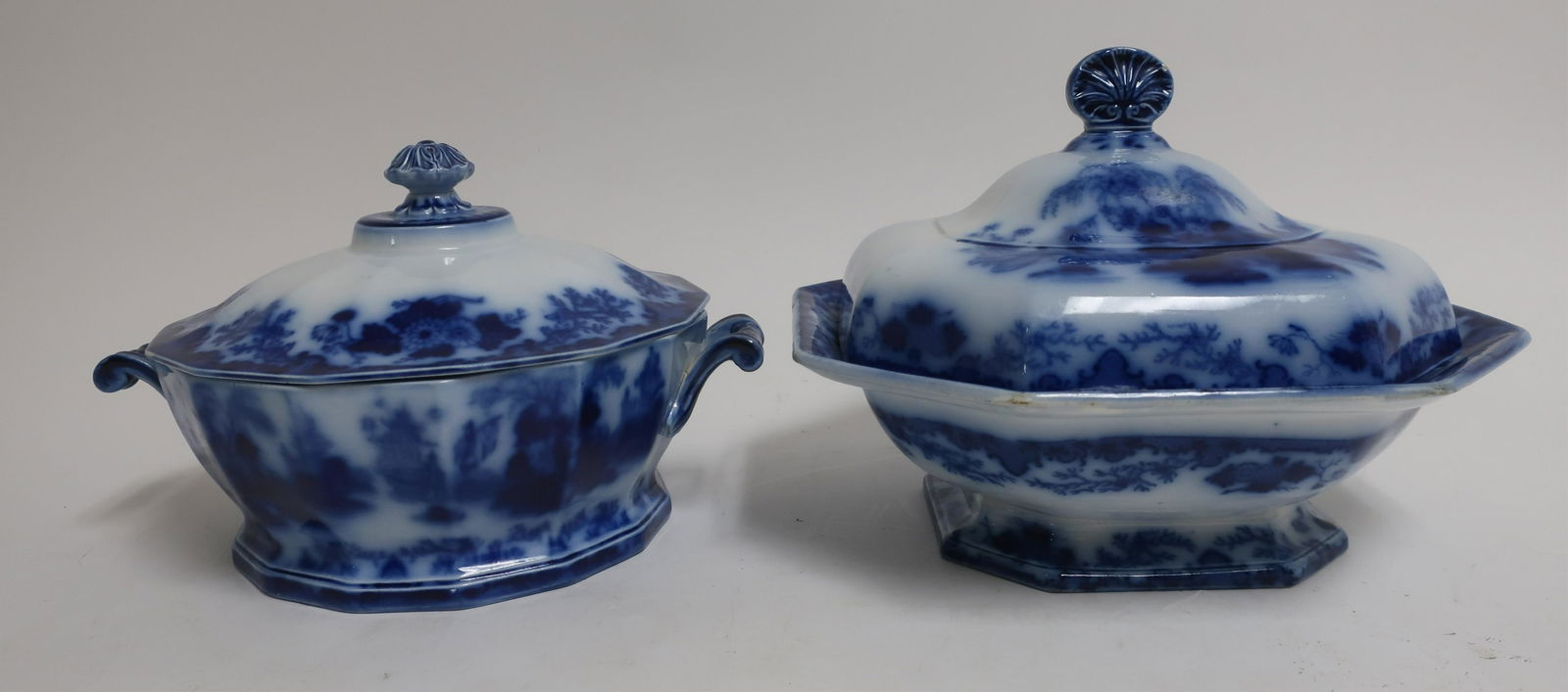 2 Flow Blue 'Scinde' Transferware Dishes, 19th C. (1 of 7)