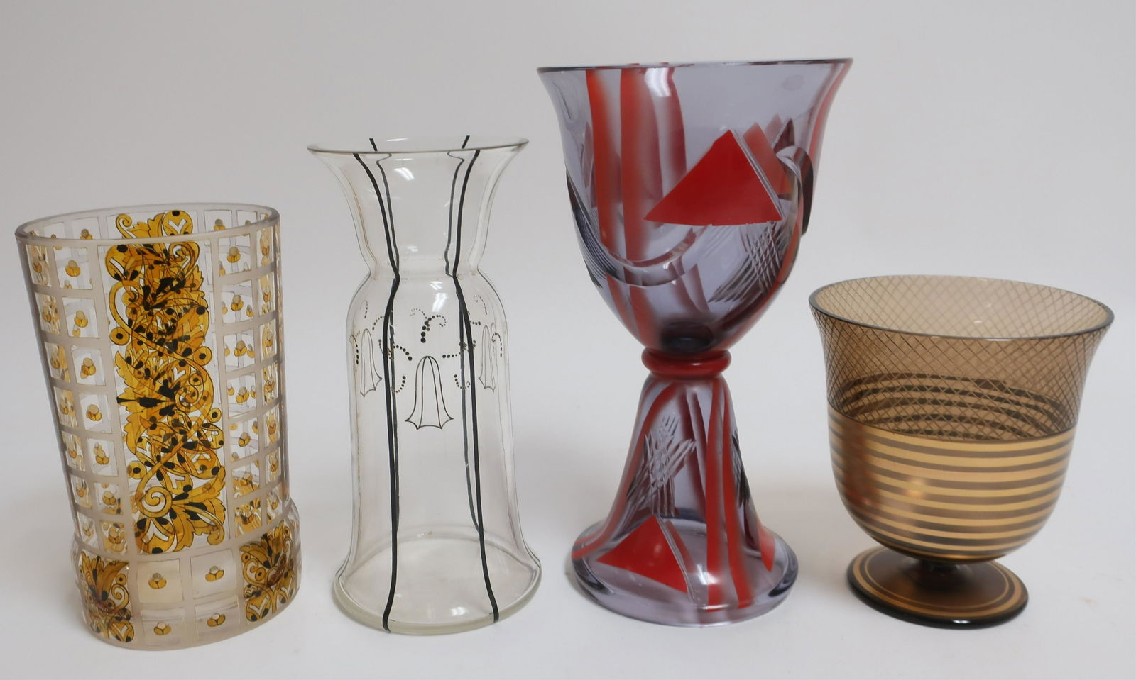 4 Bohemian Art Deco Glass Vases (1 of 5)