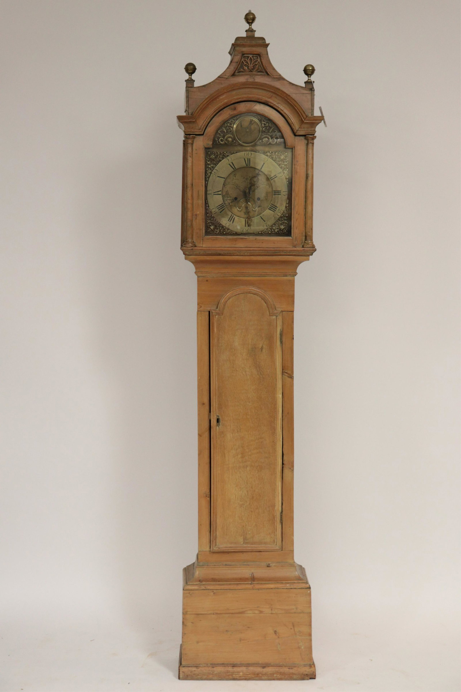 George III Faded Pine & Mahogany Tall Case Clock: Works signed R. Quinton Downton (PEPA1131)(MS) Dimensions: 91.75 H x 20 W x 9 D