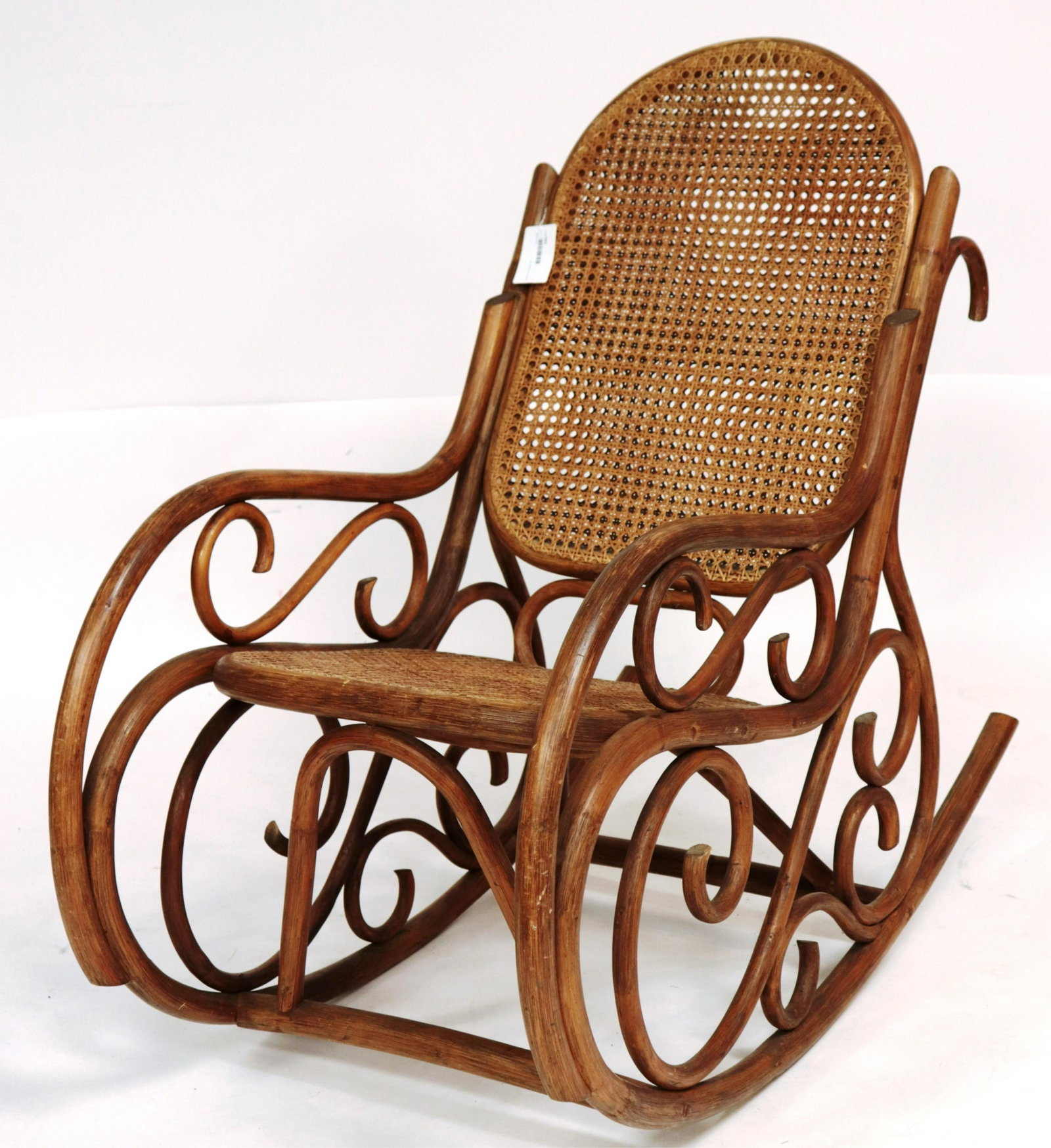 Thonet Style Bentwood/Cane Rocking Chair: Thonet Style Bentwood Rocking Chair (SSWA2941)(MM) Dimensions: 46"H x 21"W x 46"D
