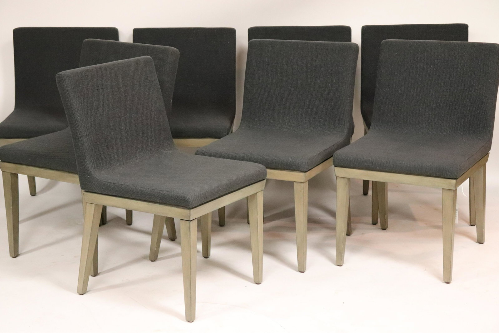 Set of 8 Crate and Barrel Dining Chairs: Set of 8 Crate and Barrel Upholstered and Wood Dining Chairs (JSHU2384)(MM) Dimensions: 32 x 22