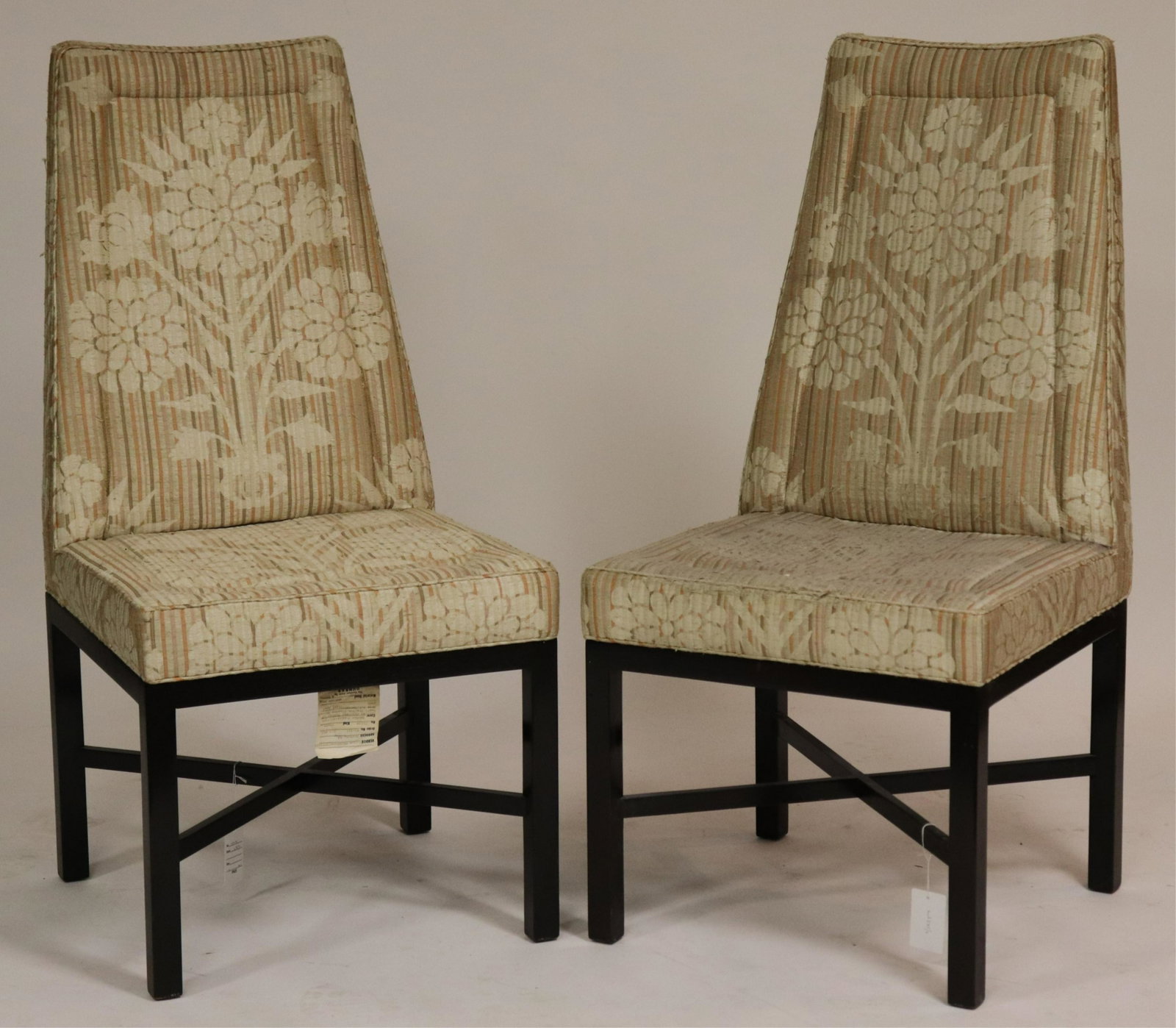 Pair Edward Wormley for Dunbar Side Chairs: Pair Edward Wormley for Dunbar Side Chairs, original upholstery by JL Larson (2 pc.) (NJWA275/2)(MS) Dimensions: 41 1/2" H x 20" W x 24" D Property from the Estate of an Important New York Modernism D