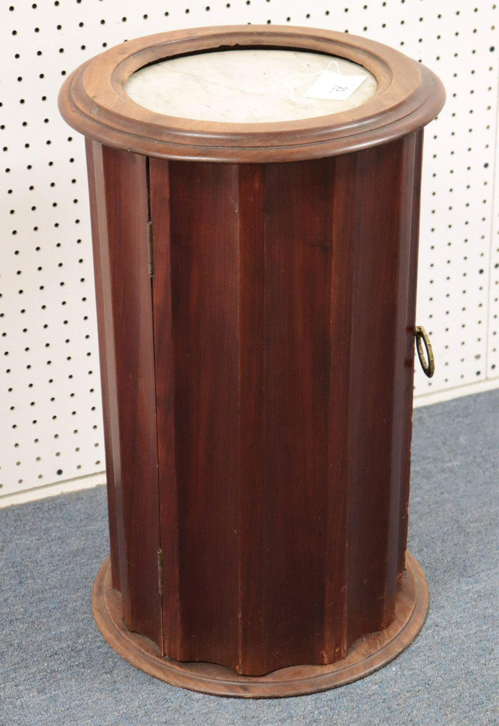 Cylindrical Mahogany Bedside Pot Table (1 of 2)