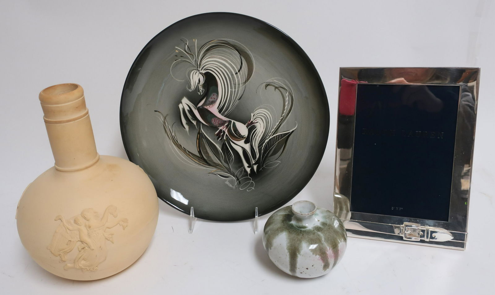 Mixed Decor Lot: Saschar Plate, RL Frame, Pottery (1 of 1)