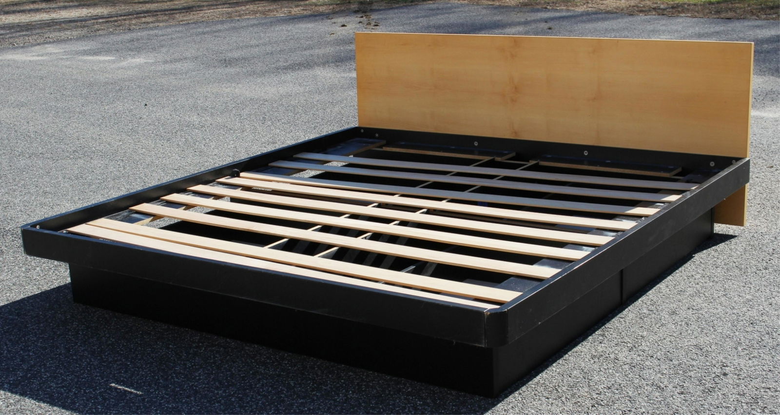 King-Sized Black Laminate Platform Bed w Drawers (1 of 10)