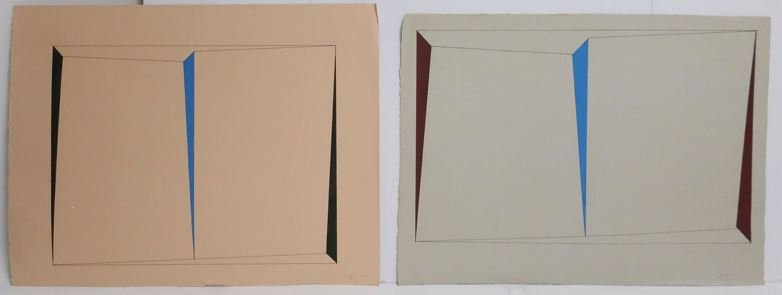 2 MCM Watercolors on Paper, "Triangles" (1 of 2)