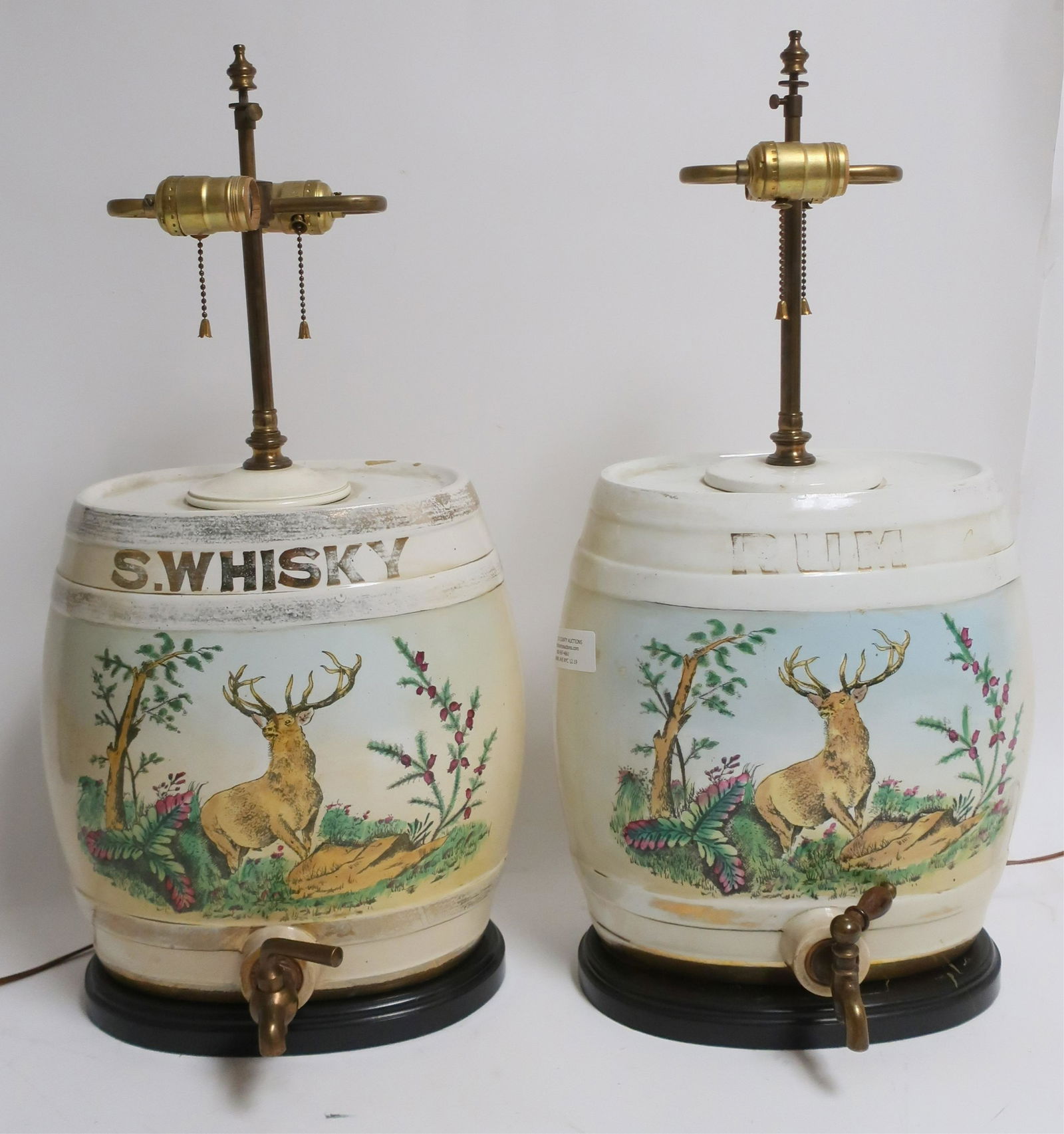 Pair Whiskey & Rum Ceramic Barrel Lamps (1 of 1)