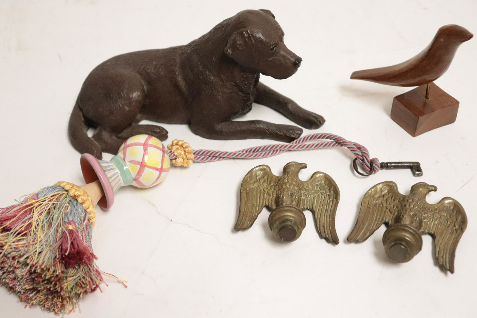 5 Items, incl. Pr. Gilt Bronze Eagle Finials (1 of 2)