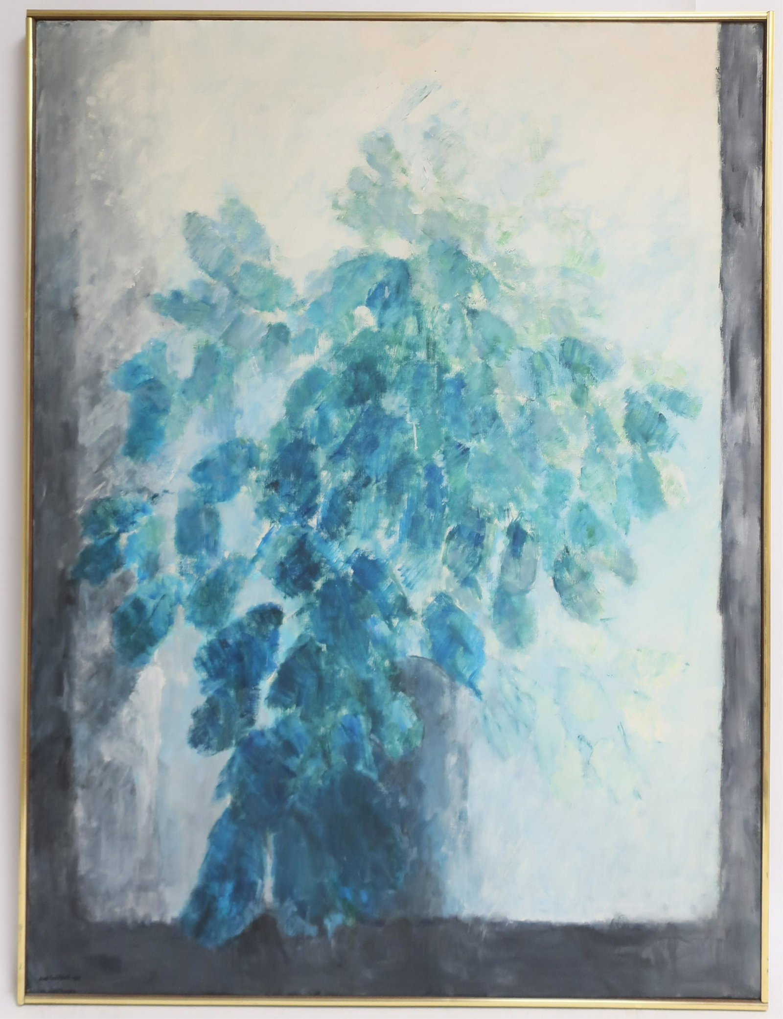 Joel Goldblatt, 20th C., "Jar of Leaves", 1967: Joel Goldblatt, 20th C., "Jar of Leaves", 1967, Oil on Canvas, signed and dated Dimensions: 41" x 31" (XWEA3203)(WT)