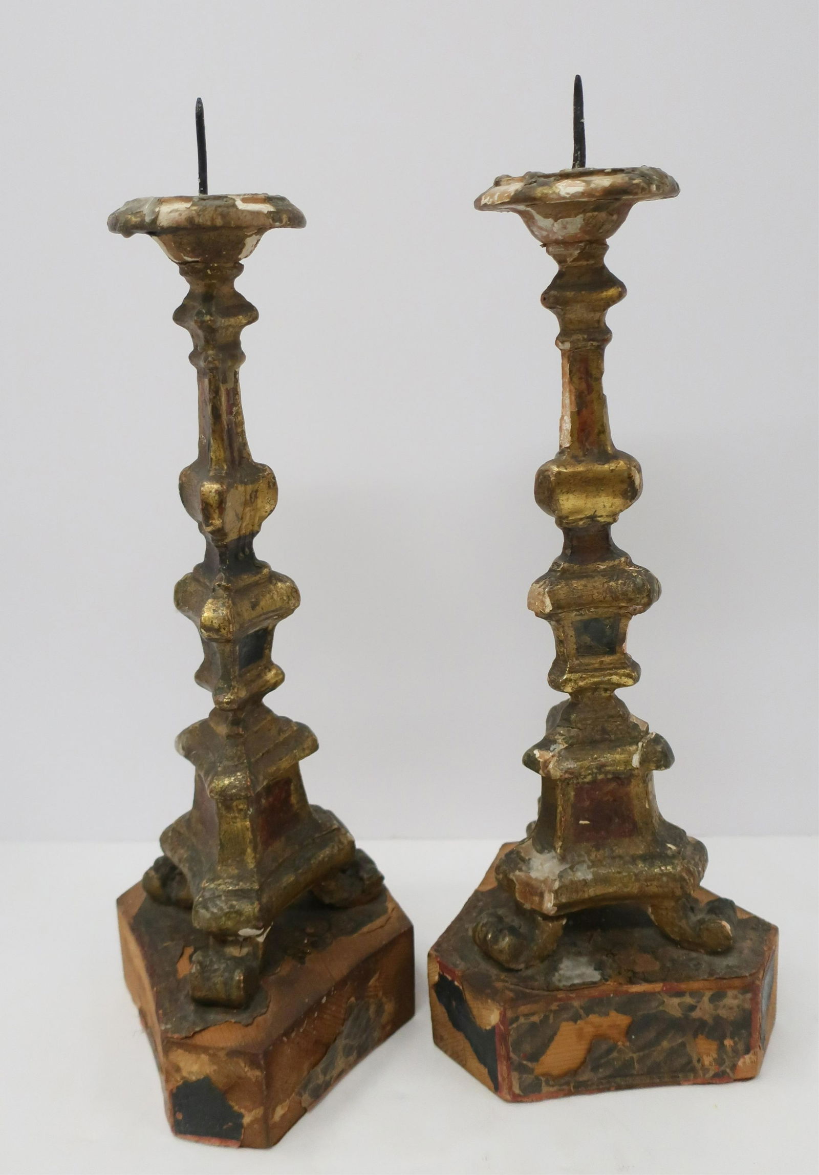 Pr Italian Carved & Gilded Pricket Sticks, 18th C. (1 of 1)