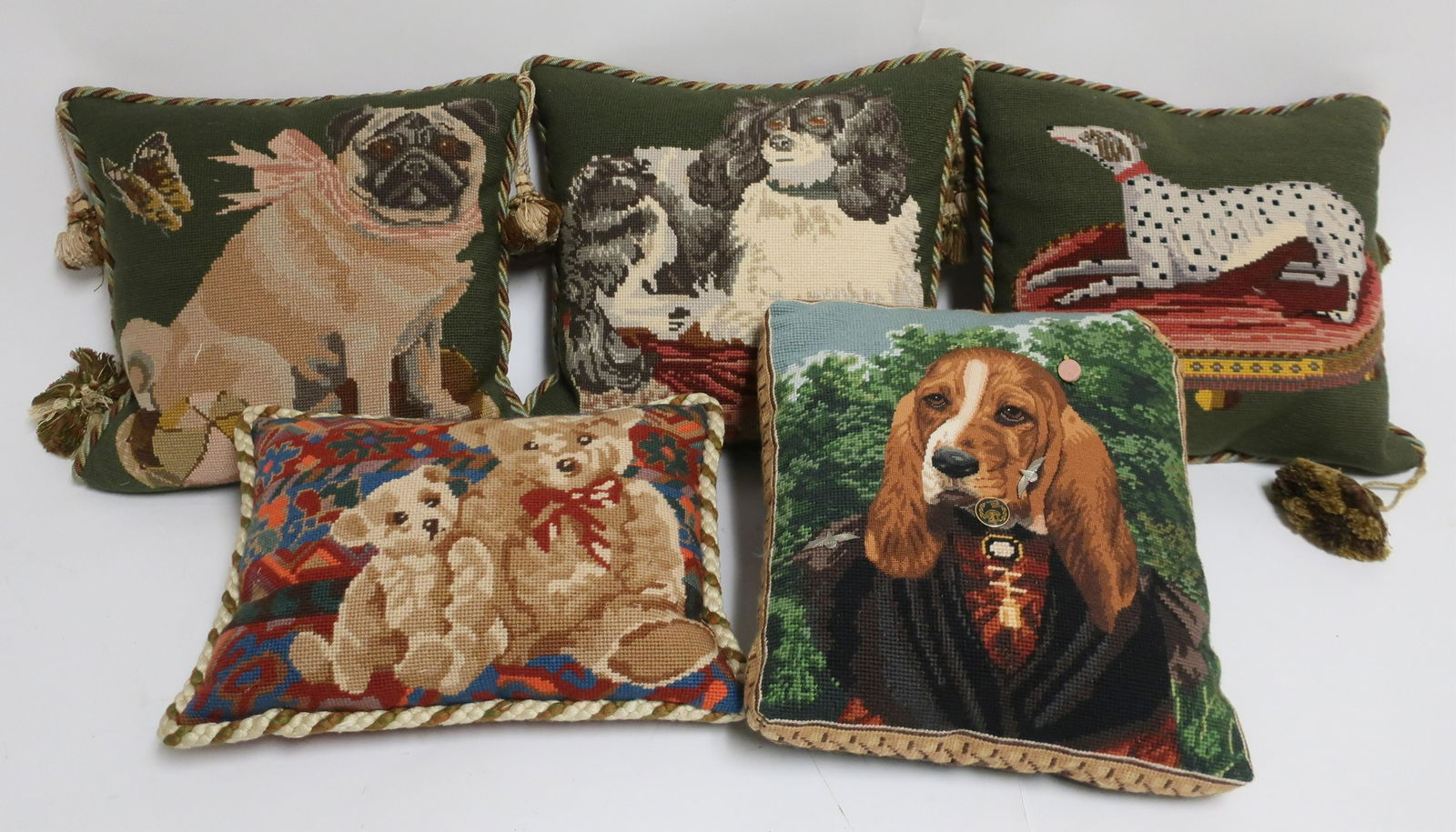 5 Needlepoint Dog Theme Throw Pillows (1 of 1)