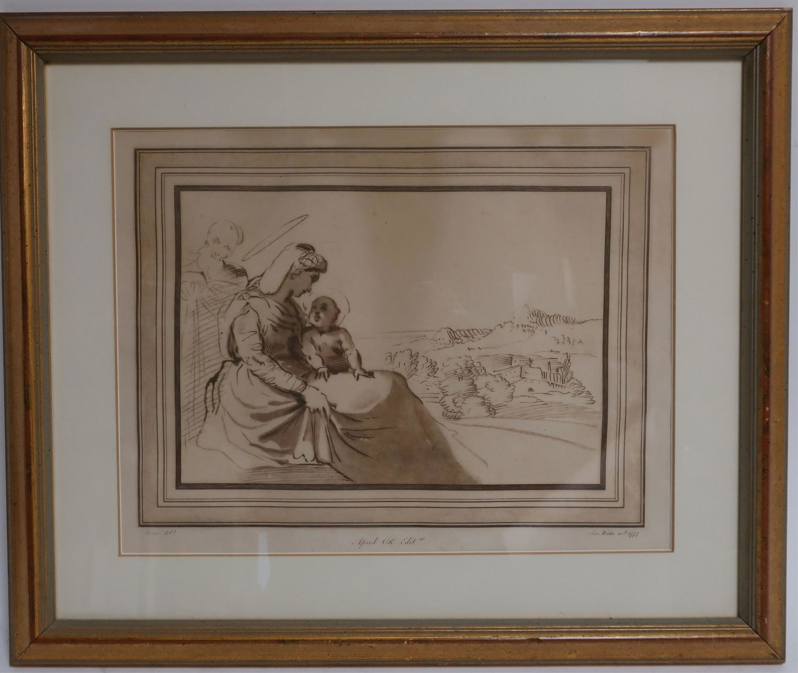 Mother & Child Print after 1777, Watercolor (1 of 2)