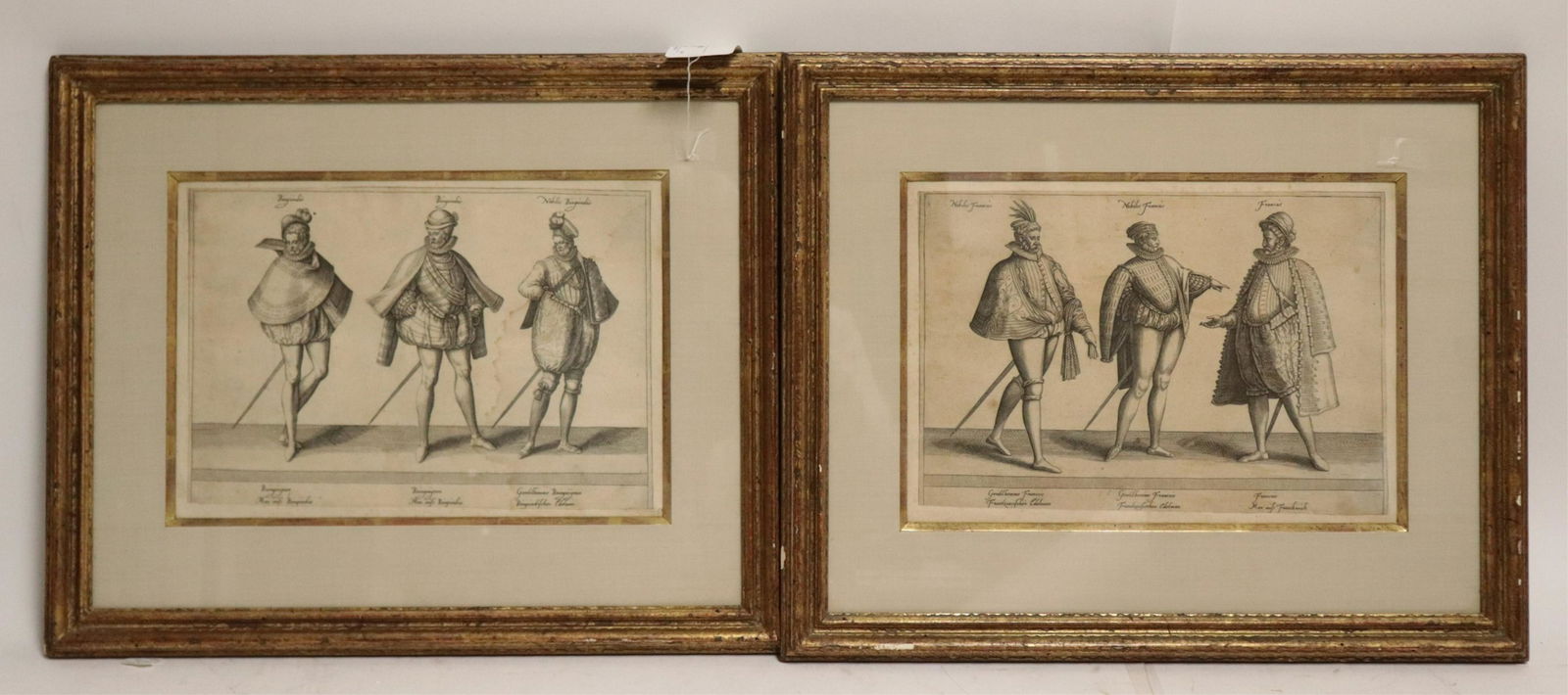 2 Engravings of 3 Burgundian/French Men (1 of 3)