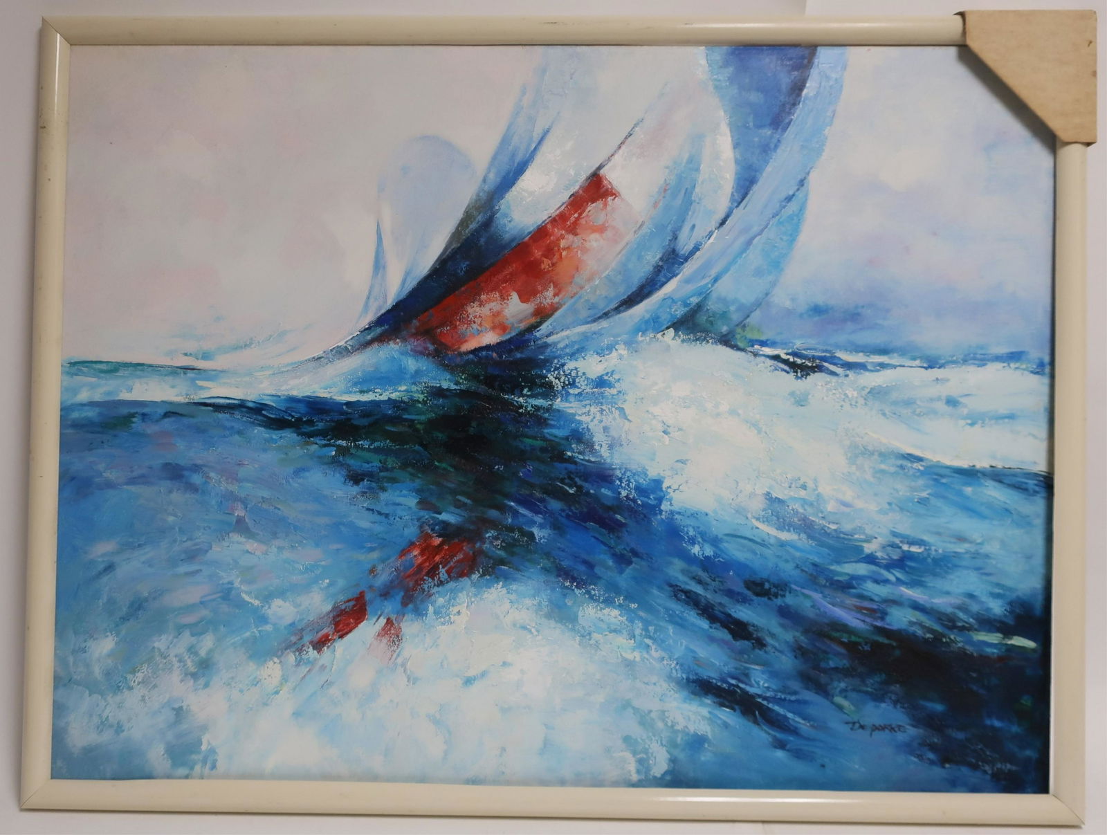 DePorre, Contemporary Sail Boat Race, O/C: DePorre, Contemporary Sail Boat Race, Oil on Canvas, signed Dimensions: Frame 32" x 42" (BEL3327)(WT)