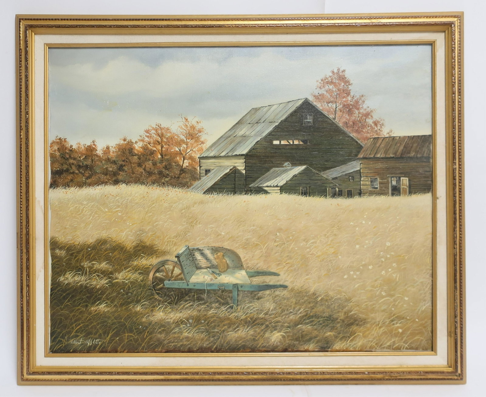 Albert Afflitto, "The Blue Wagon" after Wyeth: Albert Afflitto, "The Blue Wagon" after Andy Wyeth, Oil on Canvas, signed Dimensions: Frame 28 1/2" x 34" (BEL3328)(WT)