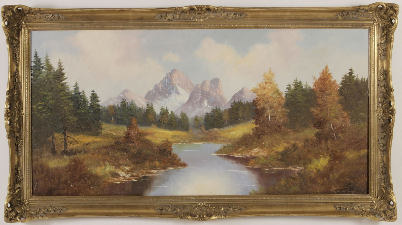 "Mountain Landscape with Stream" 20th C. O/C (1 of 3)