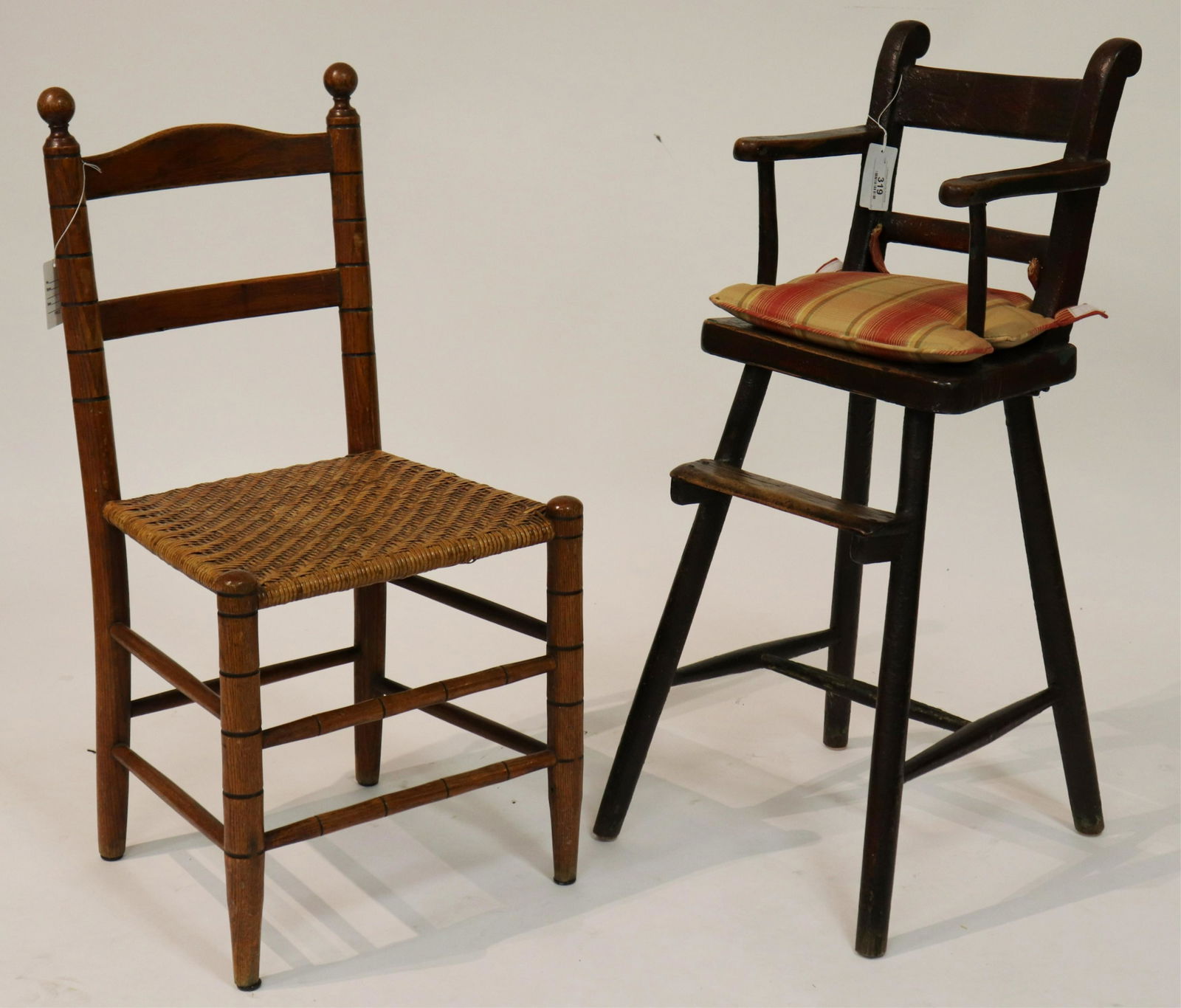 19th C. or Earlier Oak Highchair/ Ladder Back (1 of 3)