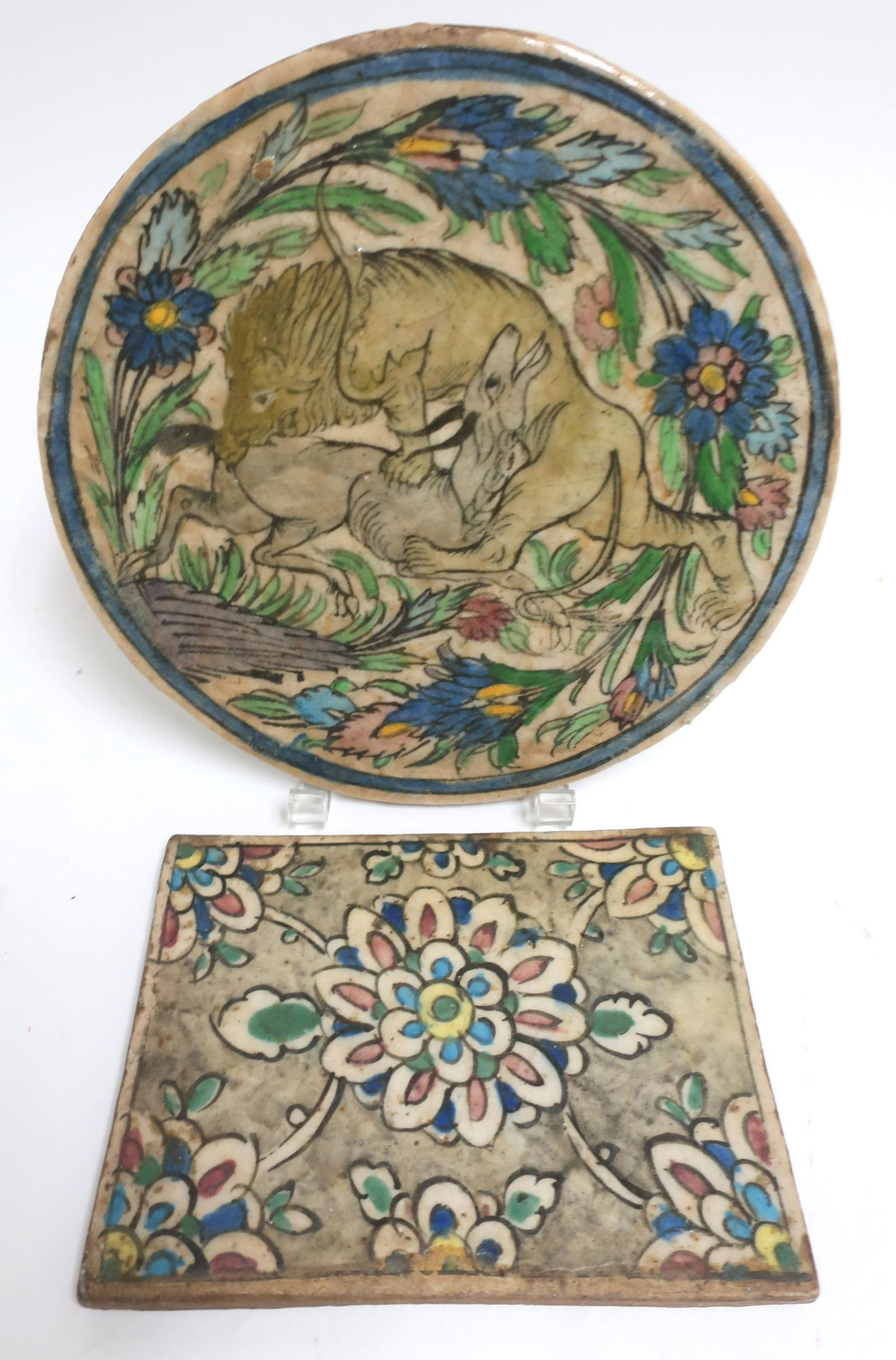 Two Persian Tiles, One with Lion and Gazelle (1 of 5)