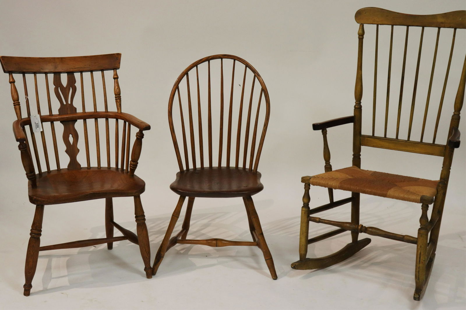 3 19th C English/American Spindle Back Chairs (1 of 2)