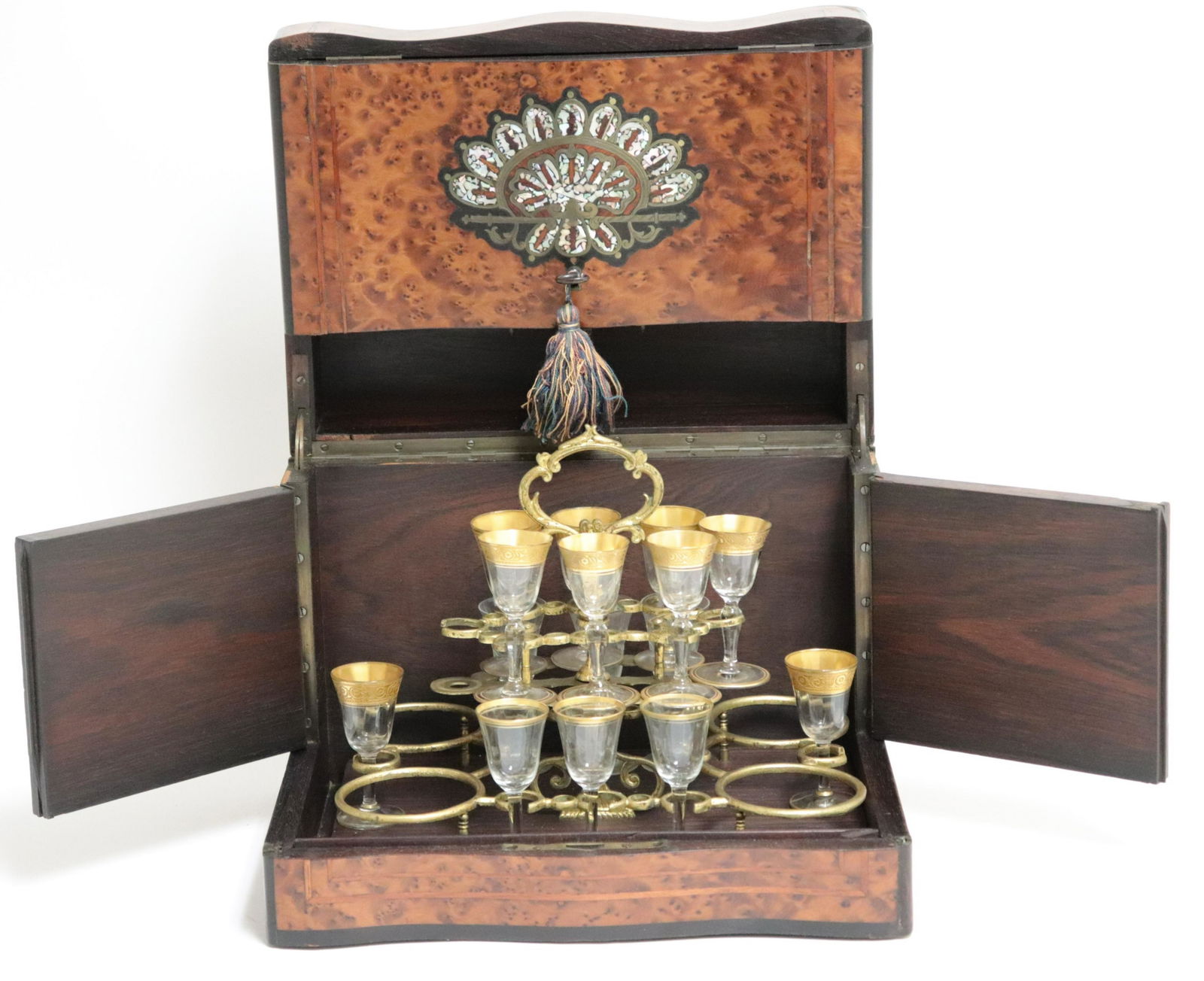 Fine Burl Wood  Mother of Pearl Inlay Tantalus (1 of 8)