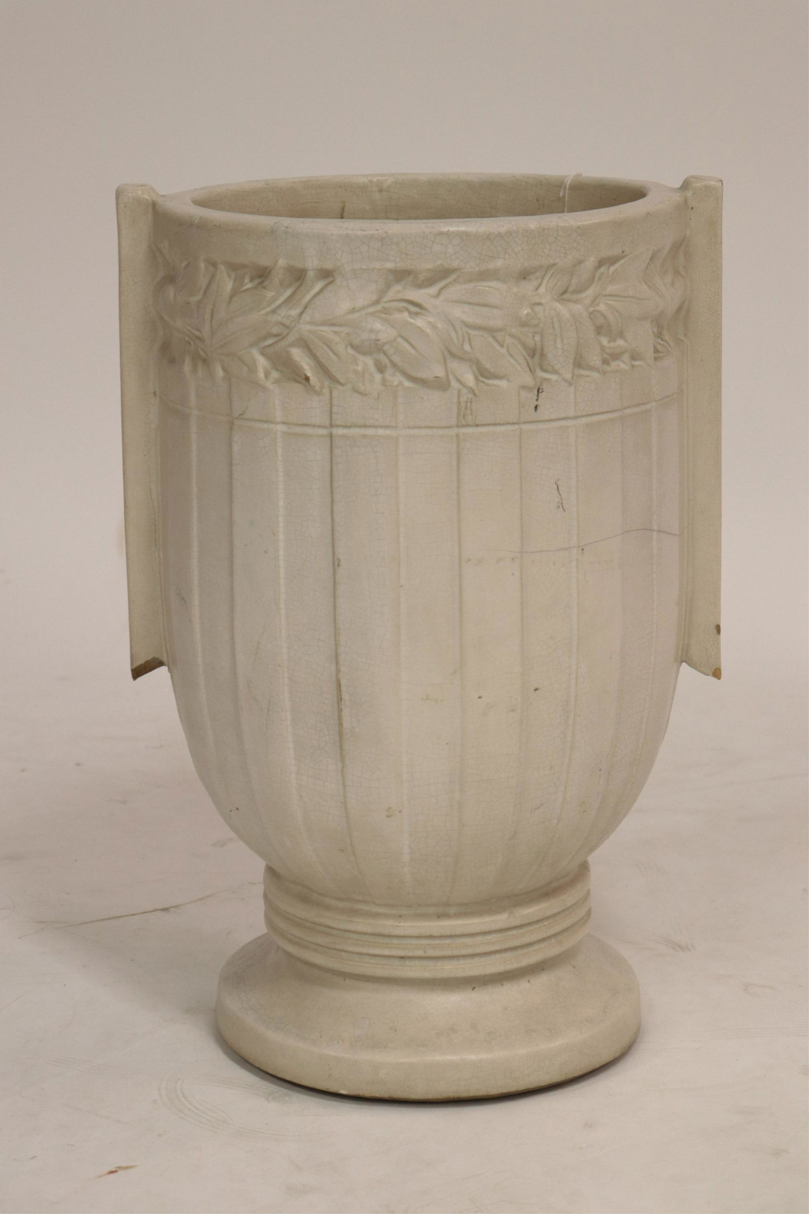 C1920s McCoy Matte White Leaf & Berry Sand Jar (1 of 5)