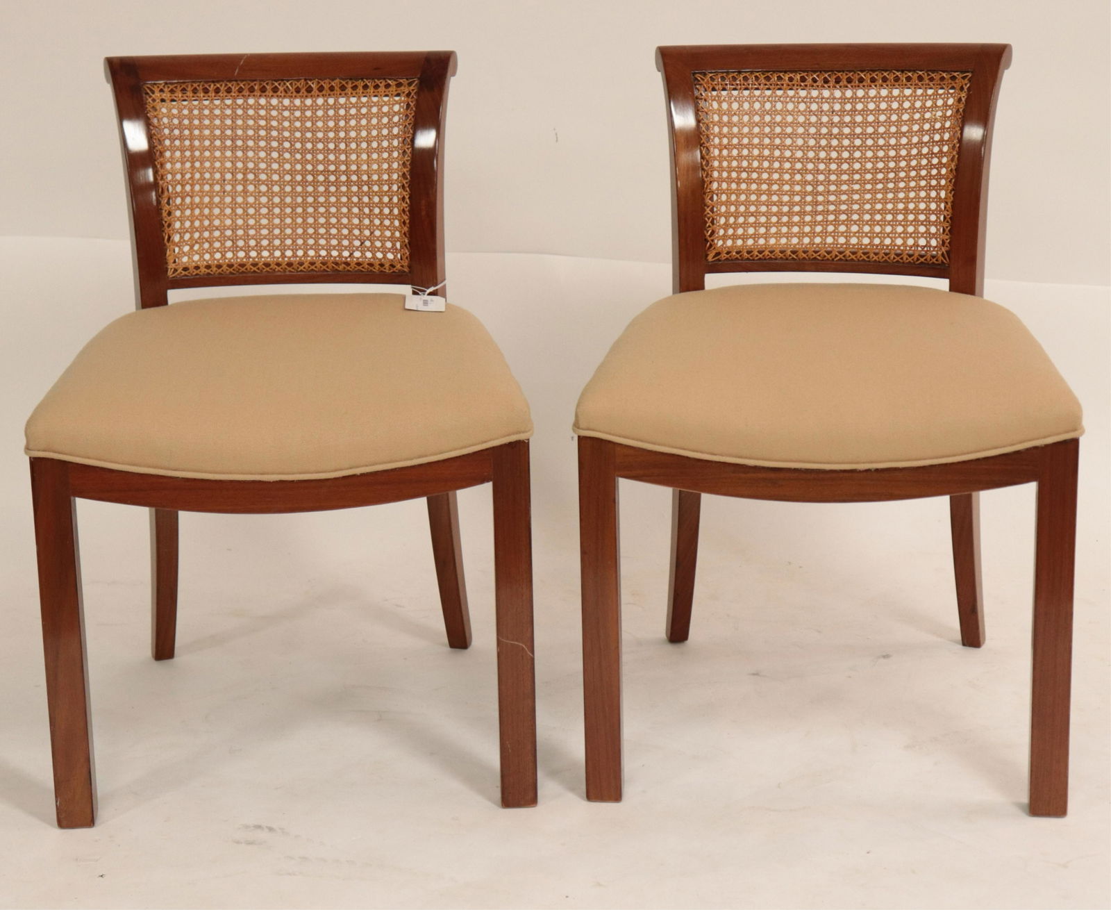 Pr Art Deco Mahogany Caned Side Chairs, circa 1935 (1 of 3)