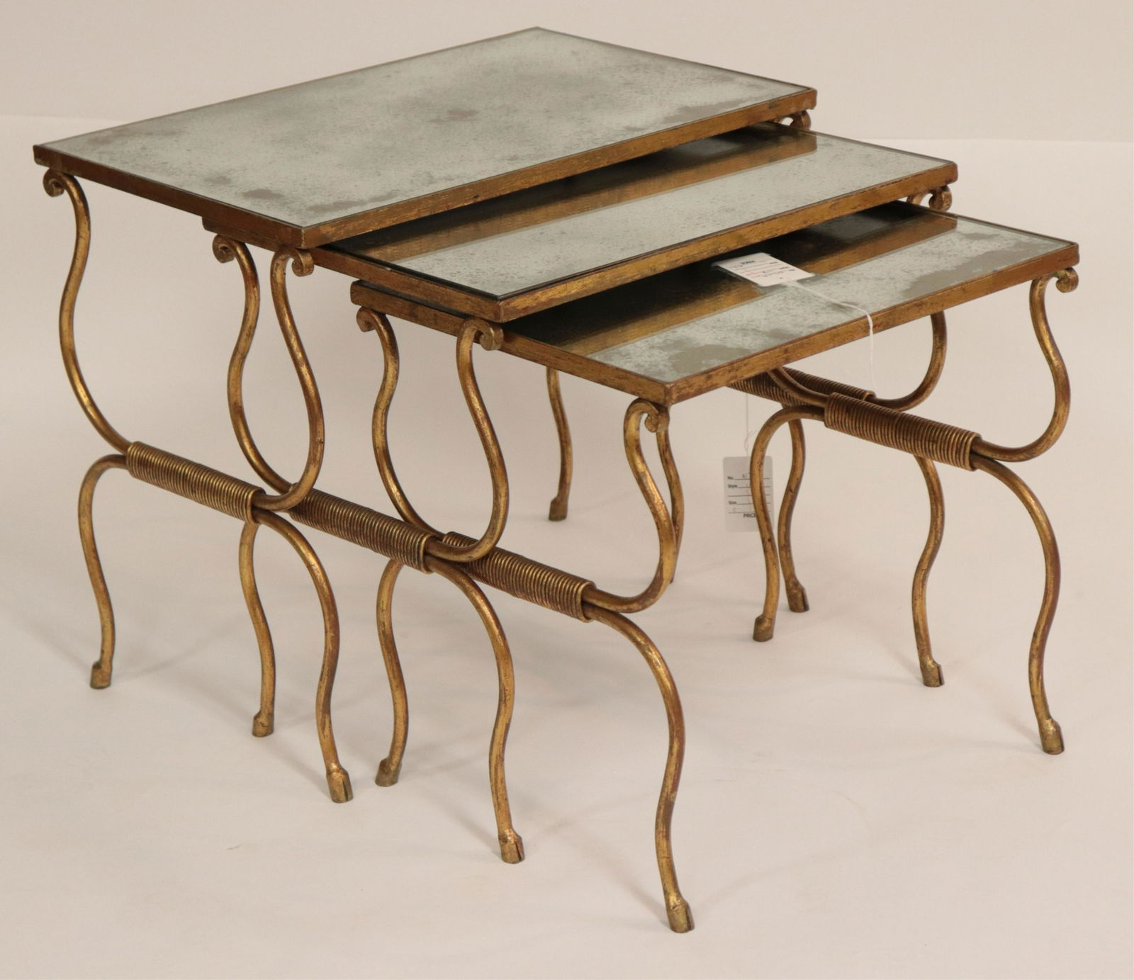 Nest of 3 Gilt Wrought Iron Side Tables, circa 197 (1 of 3)