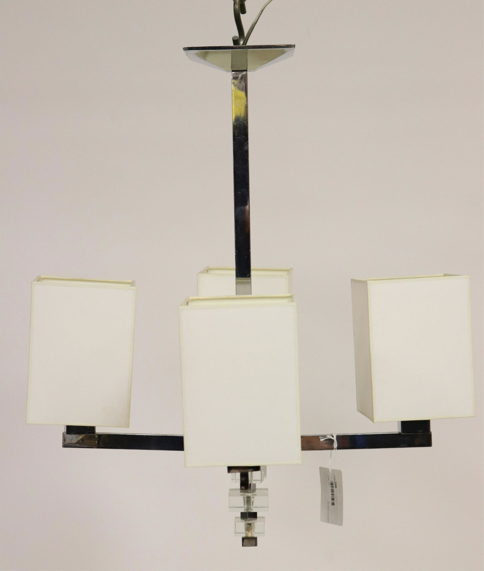 Art Deco Chrome & Glass 4-Light Chandelier (1 of 4)