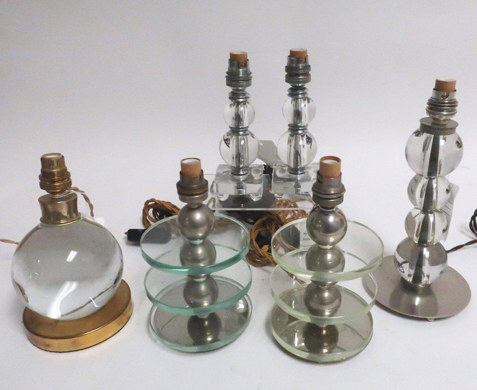 5 Art Deco Chrome and Glass Ball Table Lamps (1 of 9)