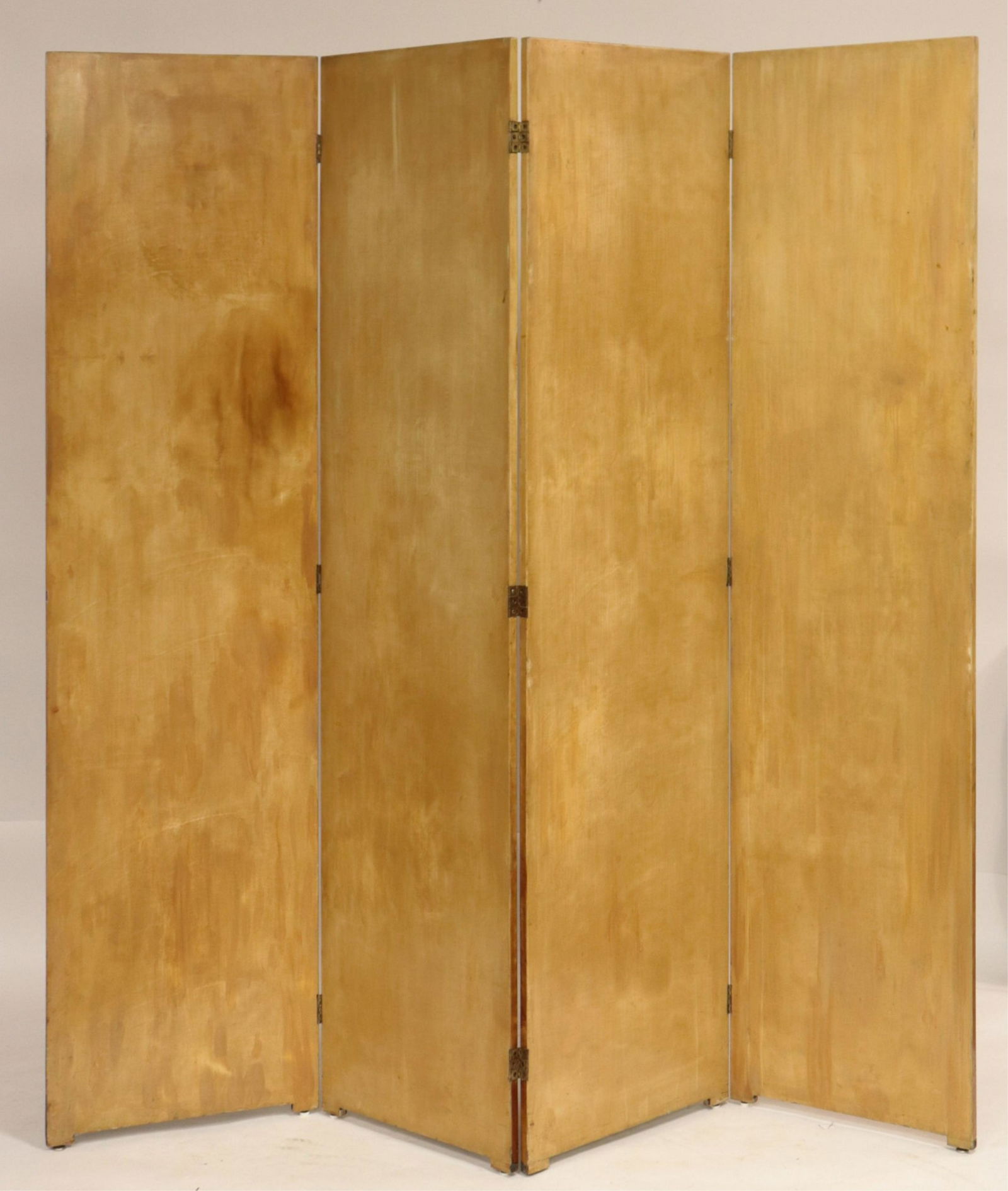 Mid Century Ochre Lacquer 4 Panel Screen (1 of 4)
