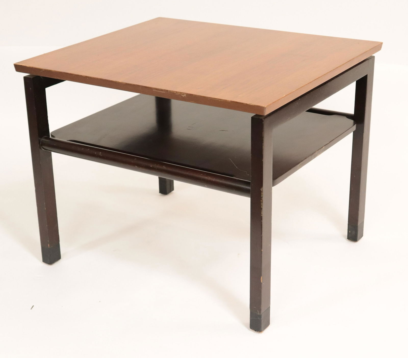Wormley for Dunbar Walnut & Leather Side Table (1 of 5)