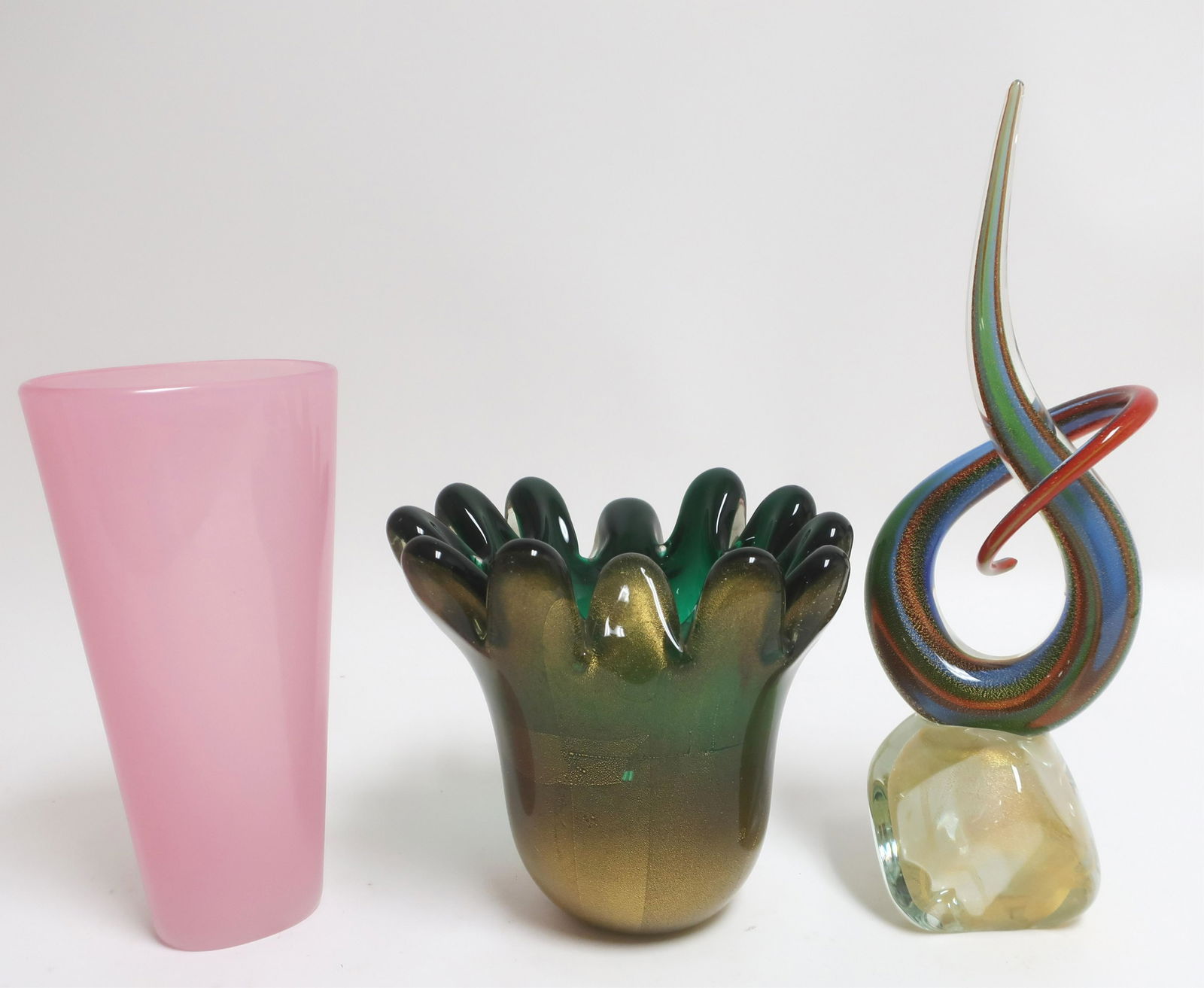 2 Venetian Vases & S. Frattini Glass Sculpture (1 of 6)