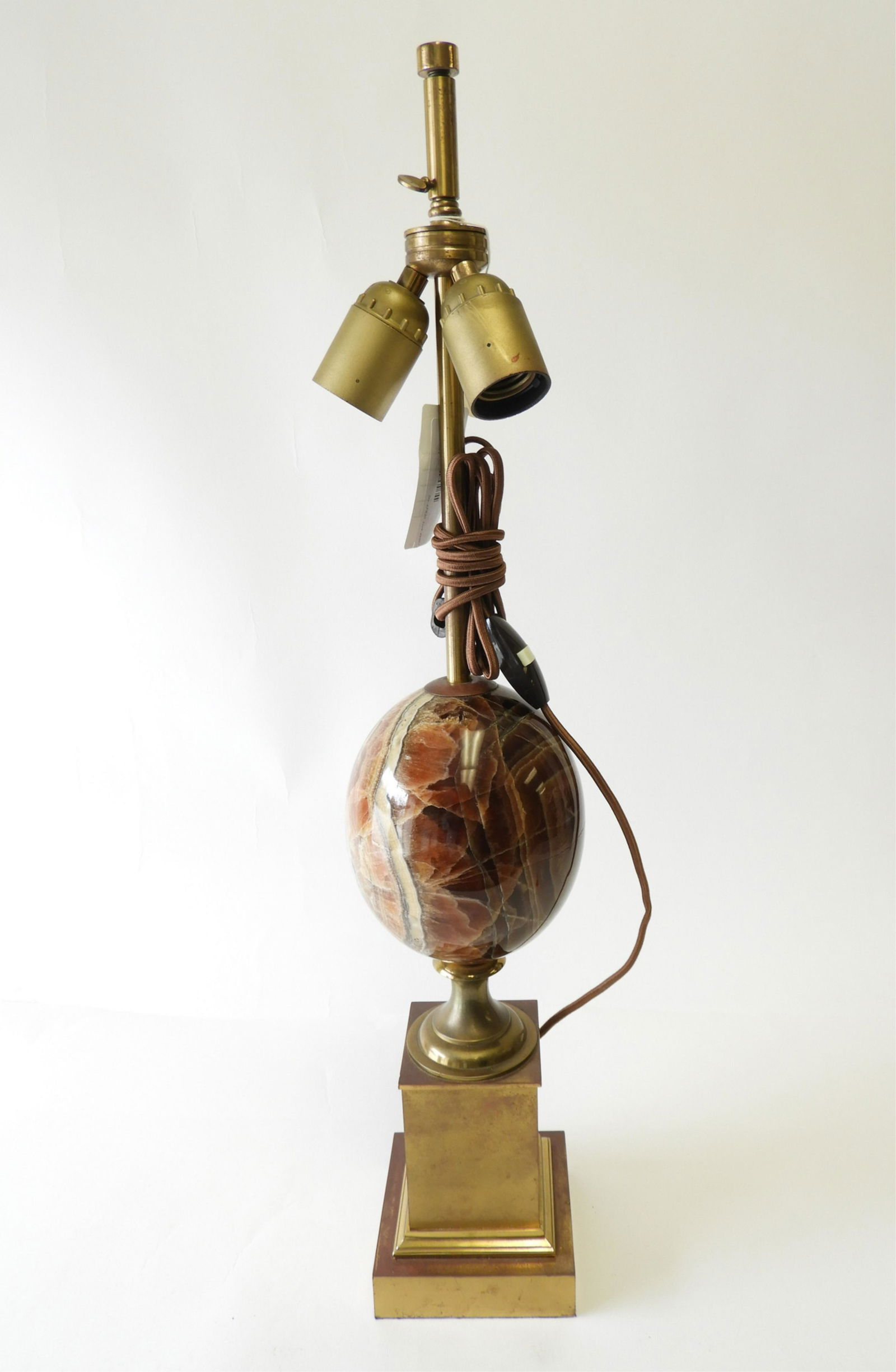 Philippe Barbier Onyx & Brass Lamp, circa 1970 (1 of 6)