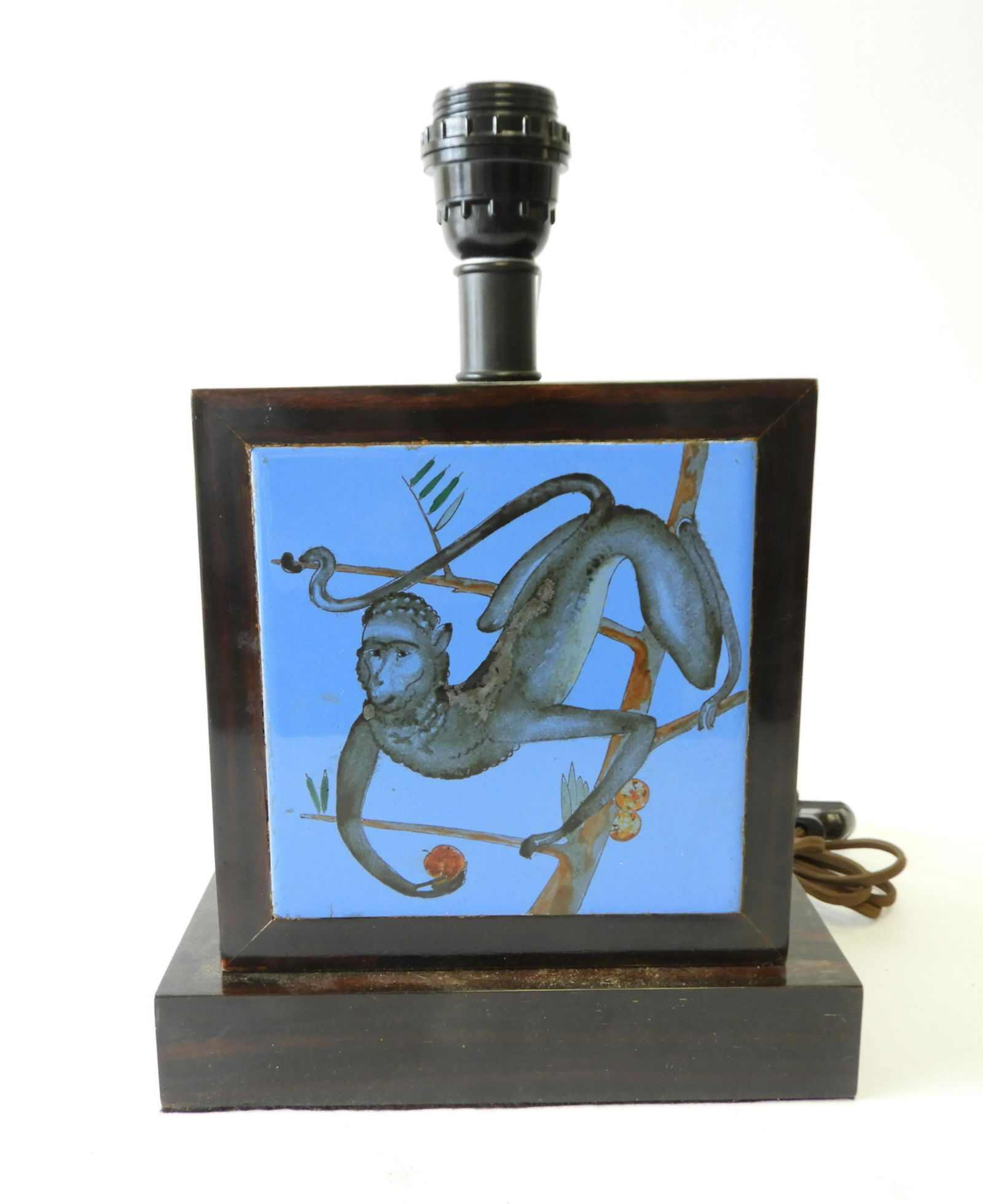 Art Deco Rosewood & ceramic Lamp, circa 1930 (1 of 6)