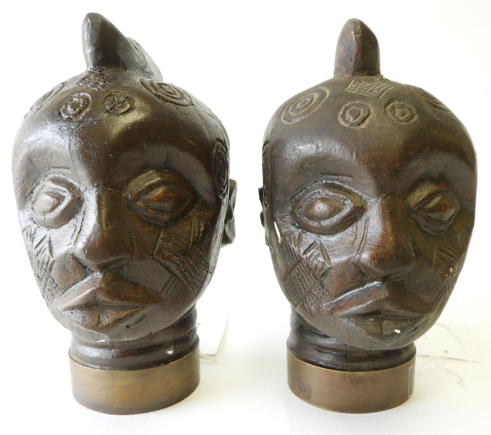 Pr Painted Plaster Nubian Bust Newel Post Finials (1 of 6)