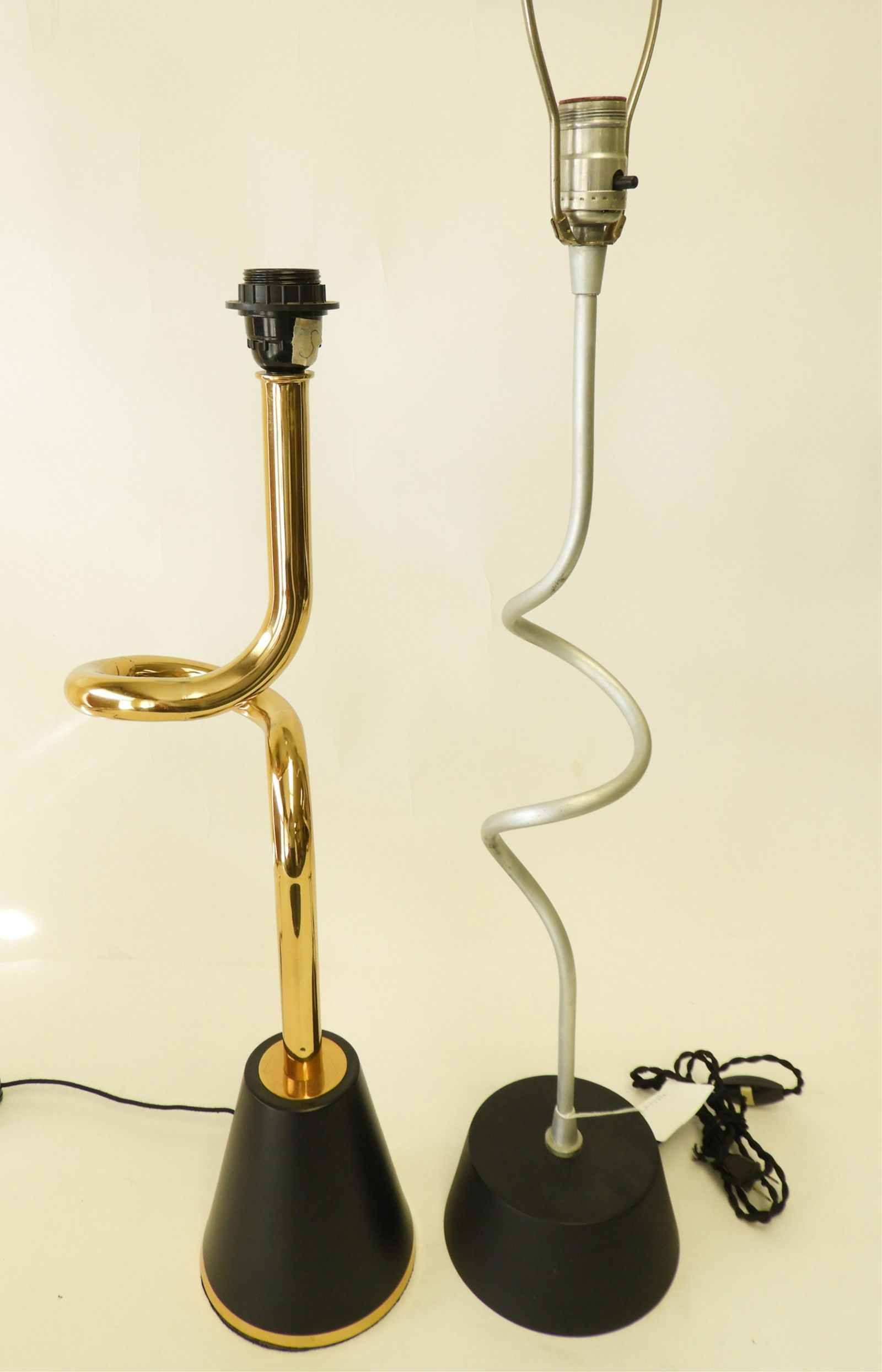 2 1970's Brass & Silvered Metal Pipe Lamps (1 of 5)
