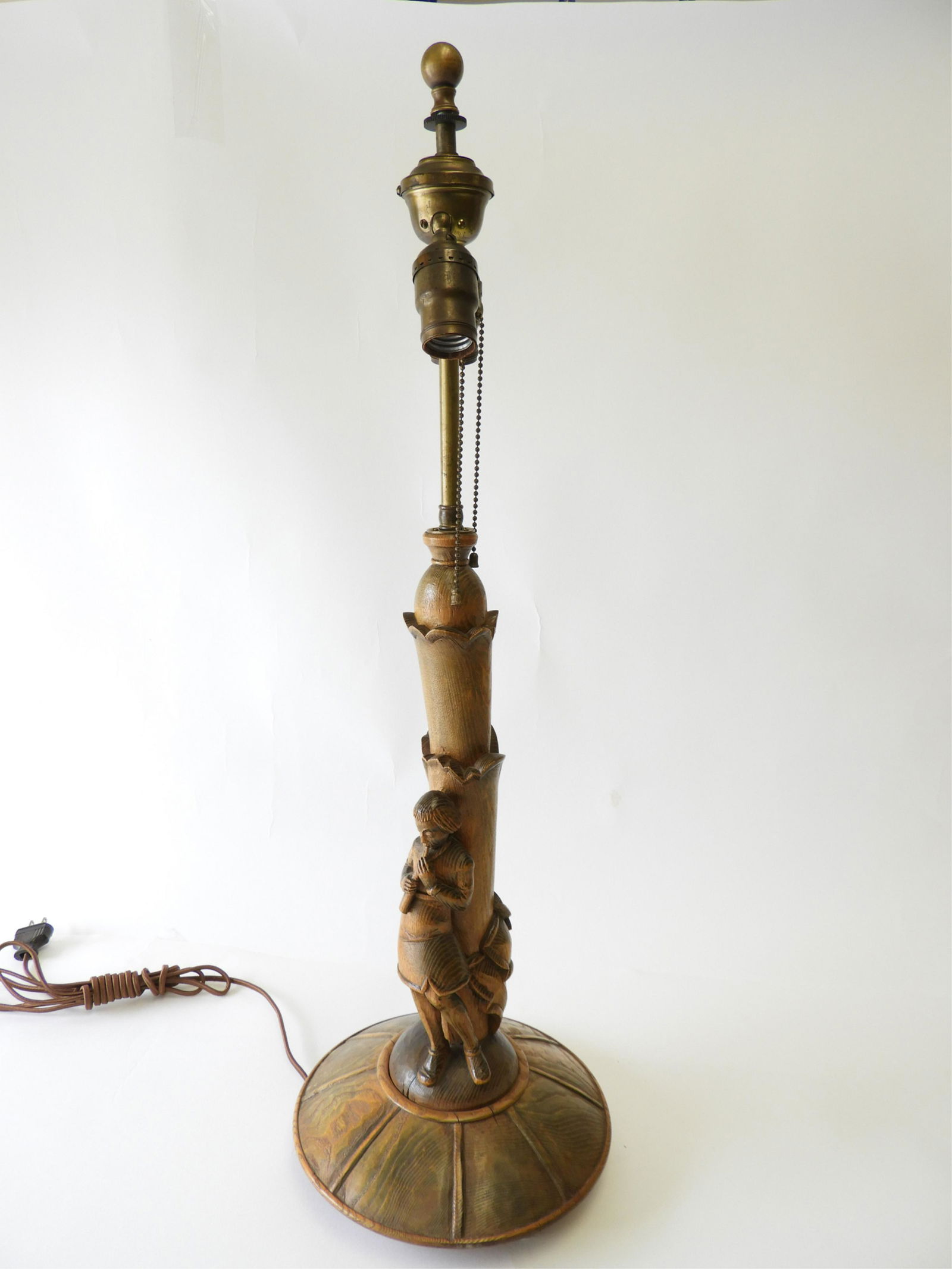 Art Deco Green Stained Figural Carved Lamp, 1935 (1 of 5)