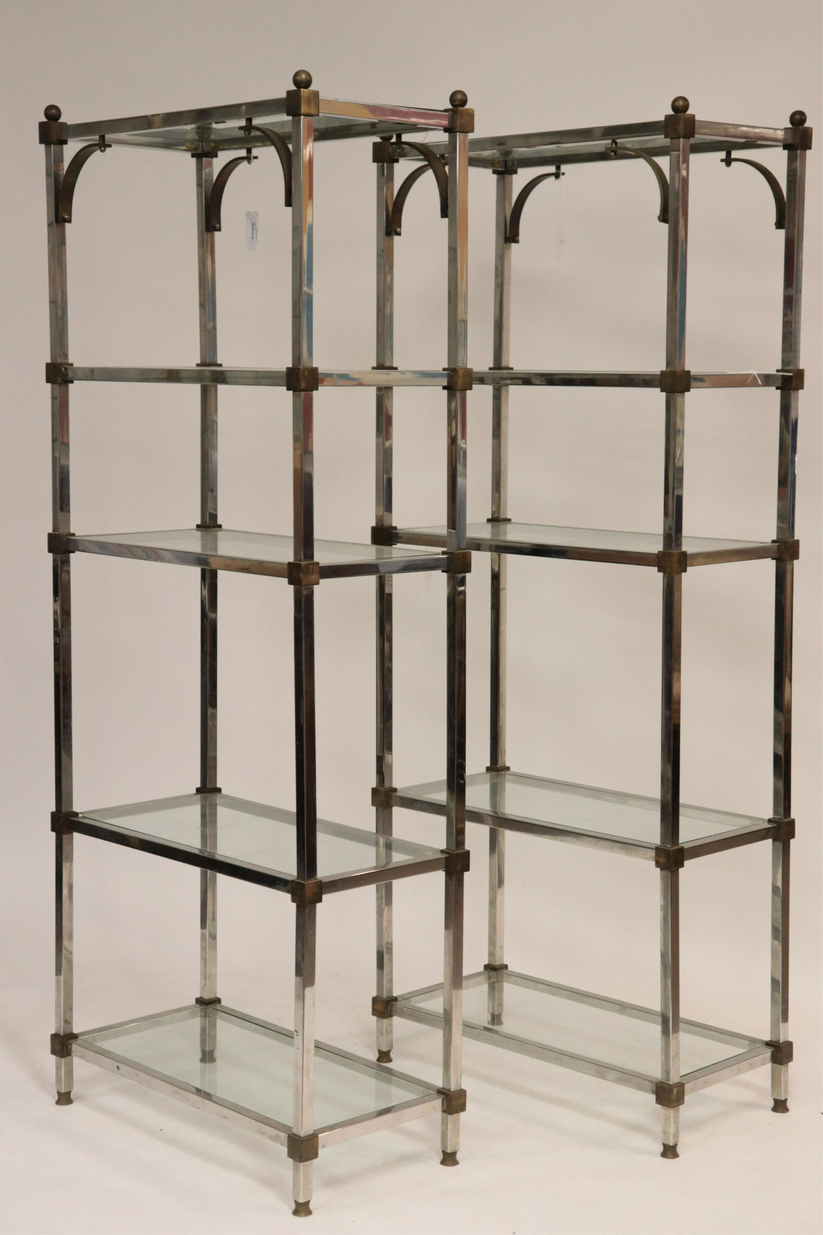 Pair of 1970's Brass & Chrome Etageres (1 of 5)