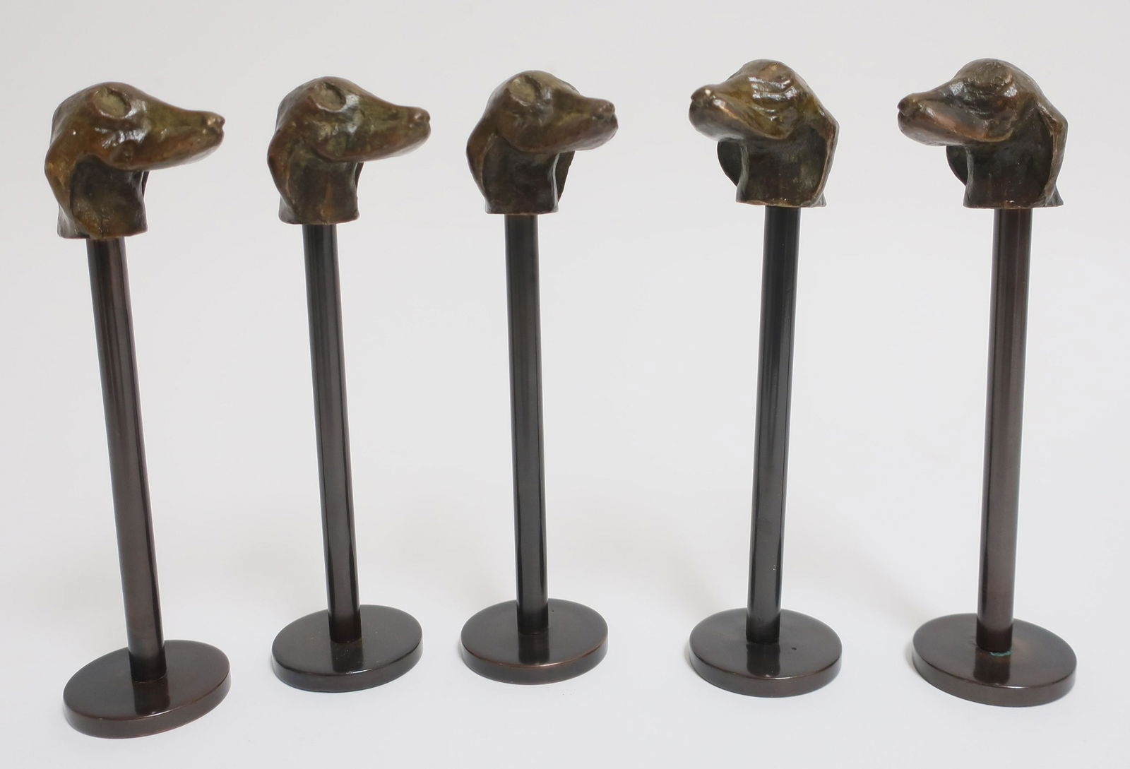 Set of 5 Modern Bronze Busts of Dogs (1 of 4)