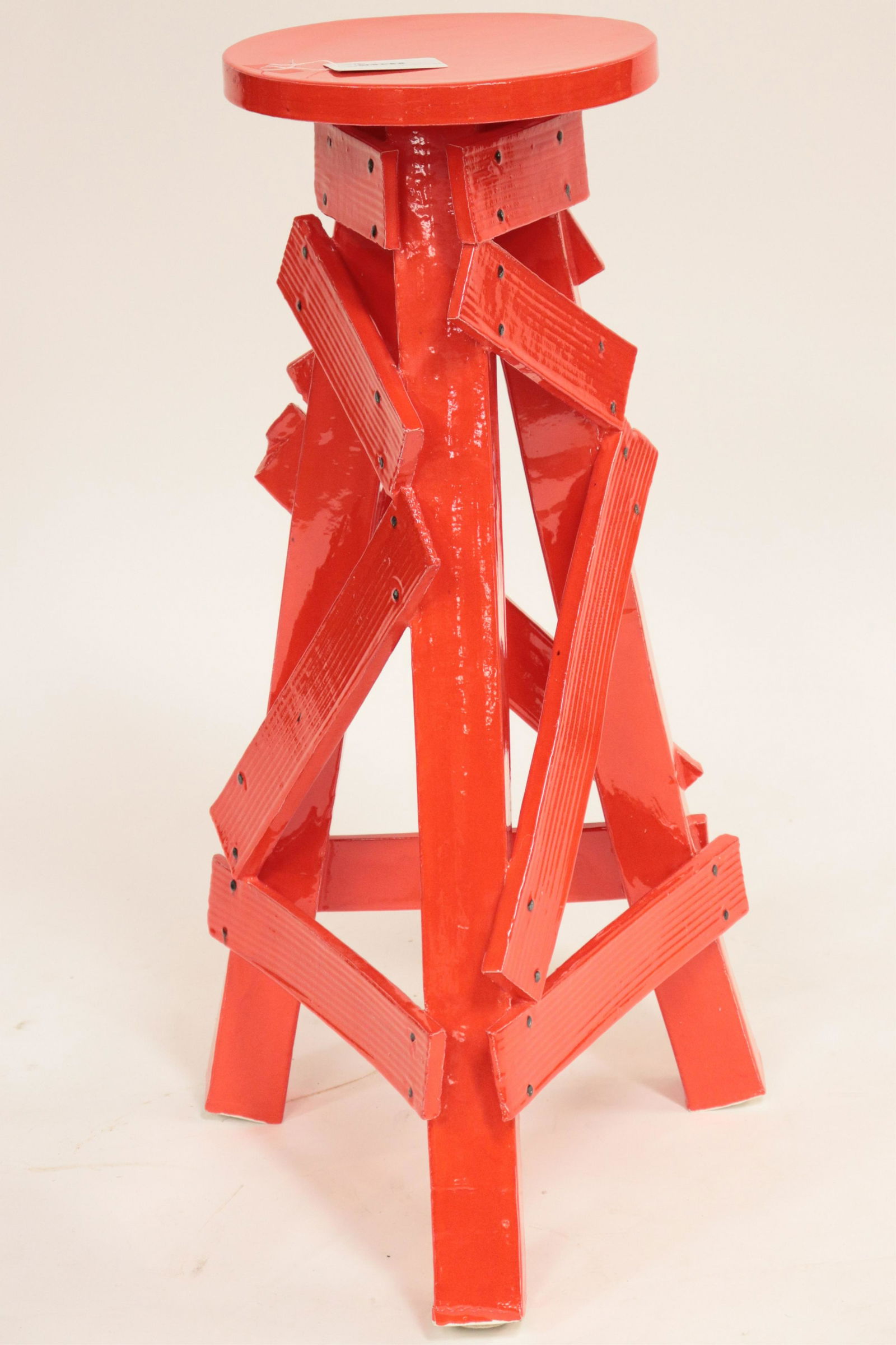 Contemporary Red Ceramic Bar Stool (1 of 2)