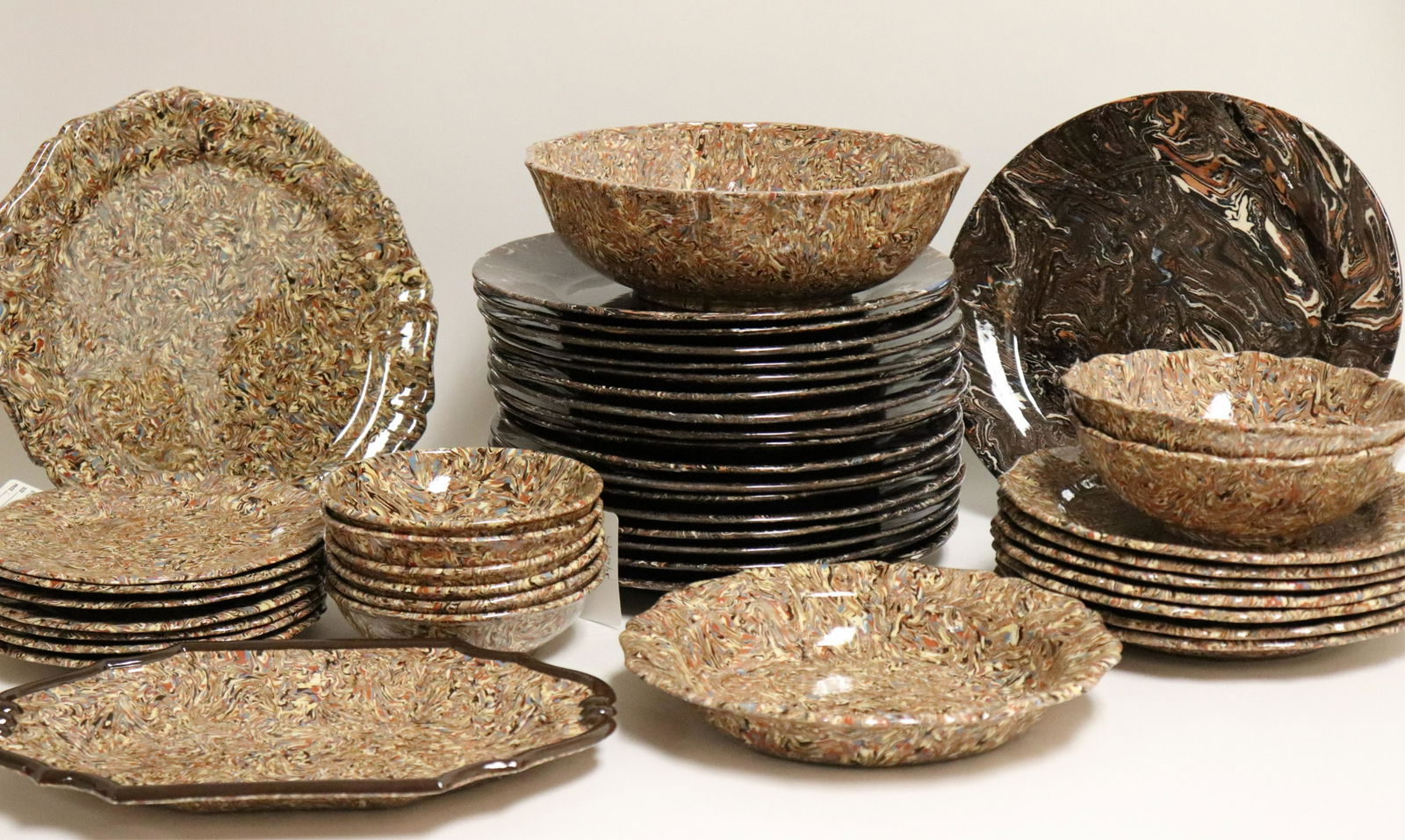 Marbleized Ceramic Partial Dinner Service (1 of 8)