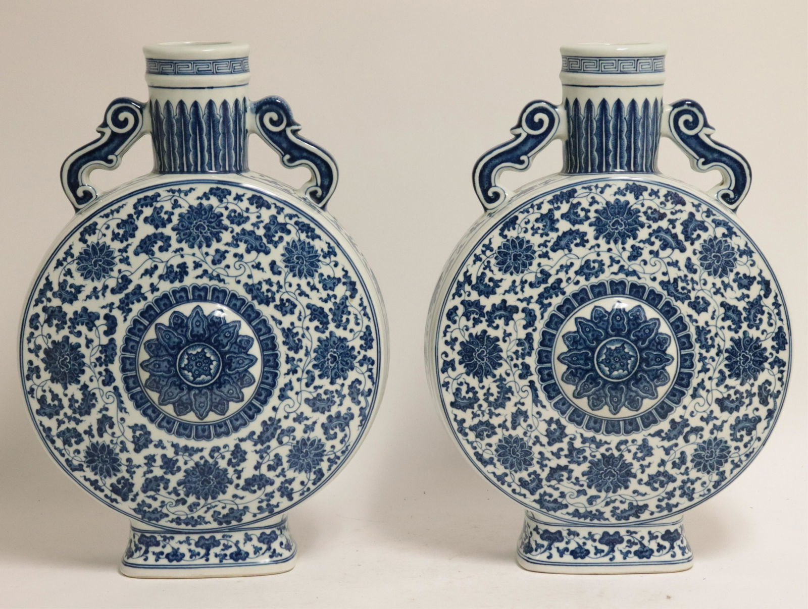 Pr Chinese Blue/White Porcelain Moon Flask Vases (1 of 5)