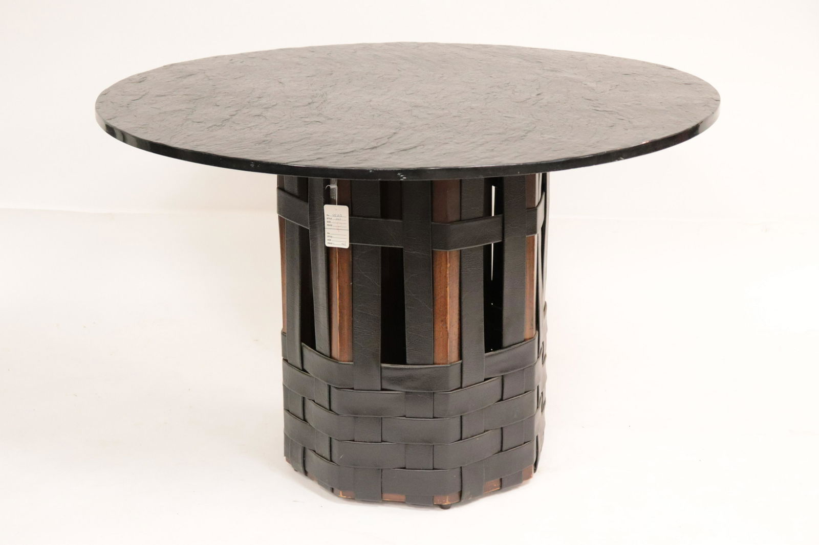 American 1970's Leather Walnut & Slate Top Table (1 of 3)